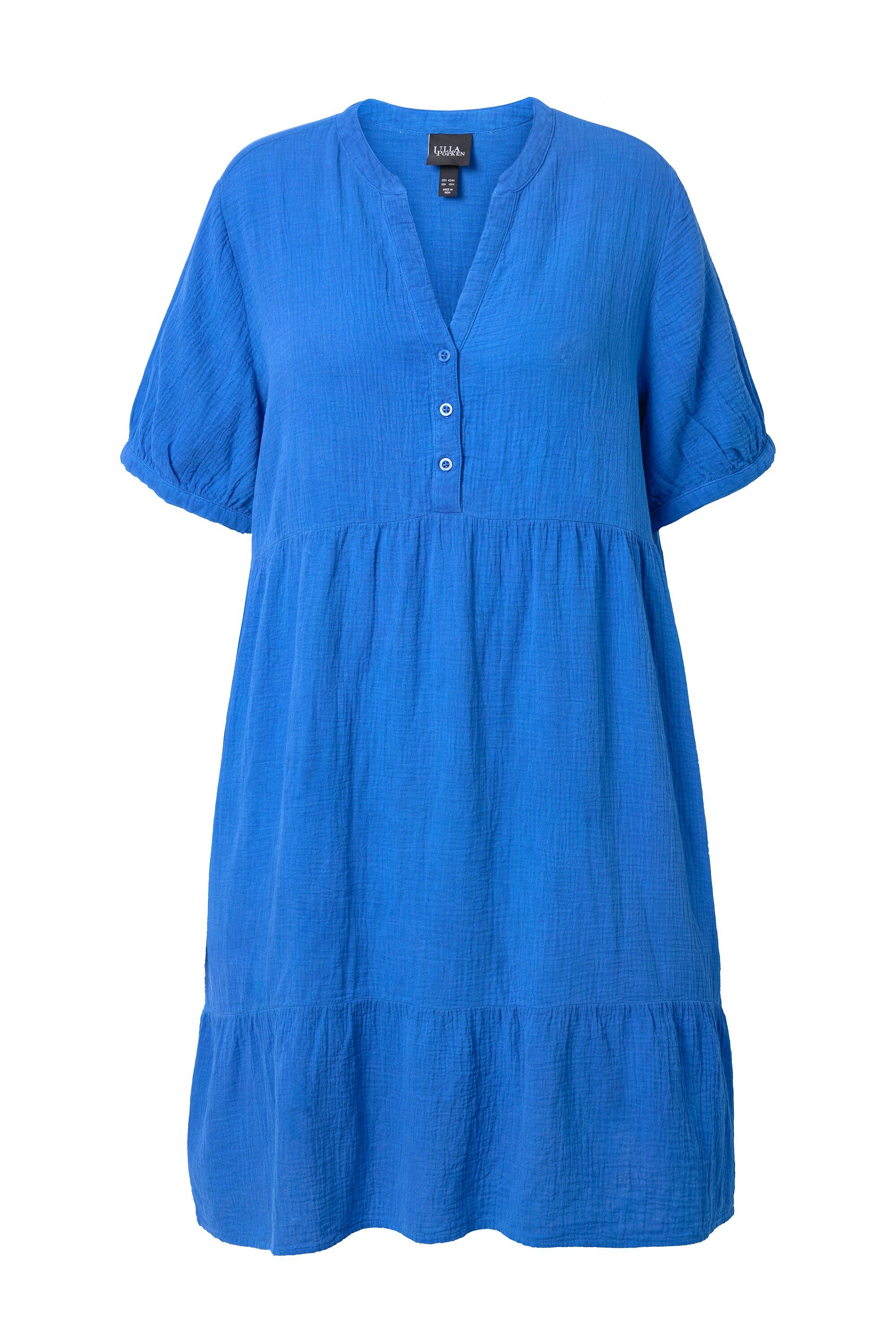 Ulla Popken Hemdblusenkleid Musselin-Kleid A-Linie Tunika-Ausschnitt günstig online kaufen