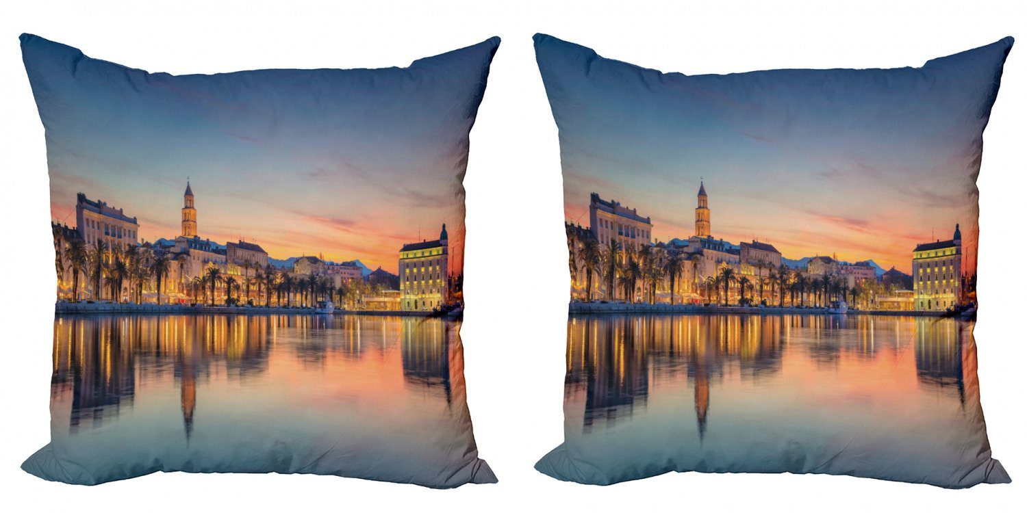 Kissenbezüge Modern Accent Doppelseitiger Digitaldruck, Abakuhaus (2 Stück), Kroatien Romantisches Sonnenuntergang