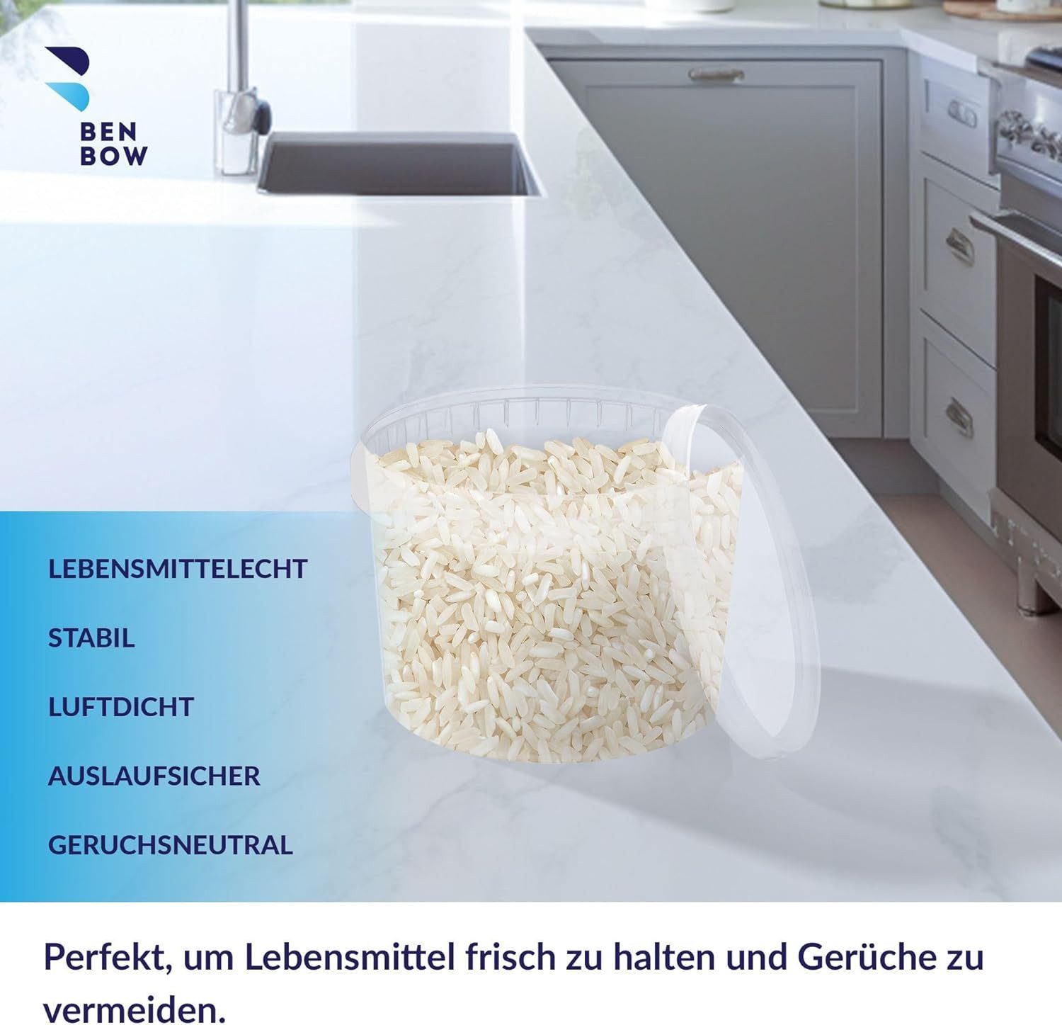 BENBOW Putzeimer Eimer mit Deckel 30 20 10 5 3 1 0,5 L Viele Farben Lebensmittelecht, (1-tlg., PZH-, BRC- und DIN-ISO-zertifiziert), für Lebensmittel, Farben, Chemikalien