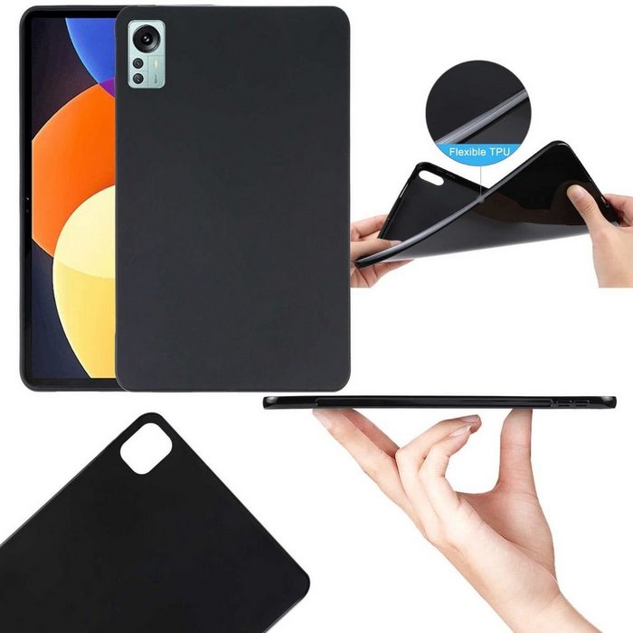 Wigento Tablet-Hülle Für Xiaomi Mi Pad 5 Pro 12.4 2022 Schwarz Tablet Tasche Hülle Case TPU Silikon dünn