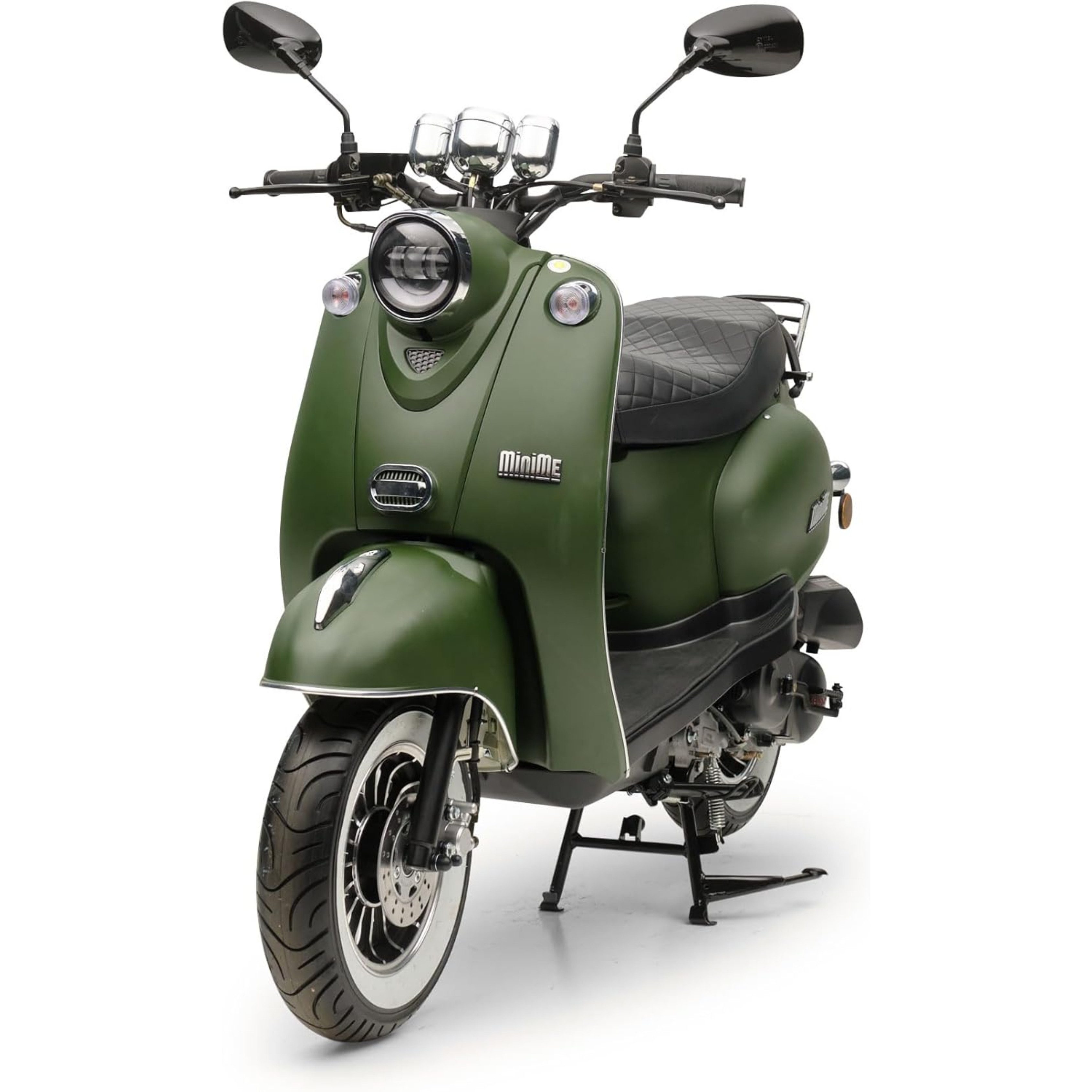 Burnout Motorroller MiniMe 2.0 Mattschwarz, 50 ccm, 45 km/h, Euro 5, Unverwechselbares Retro Design, Mofa