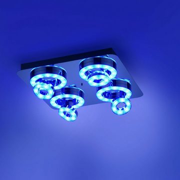 LeuchtenDirekt LED Deckenleuchte LED Deckenleuchte Smarthome - Spot, Smart Home, CCT-Farbtemperaturregelung, RGB-Farbwechselfunktion, Dimmfunktion, Memoryfunktion, 4xLED/3,10Watt, warmweiß bis tageslichtweiß, Spotköpfe schwenkbar Fernbedienung dimmbar CCT