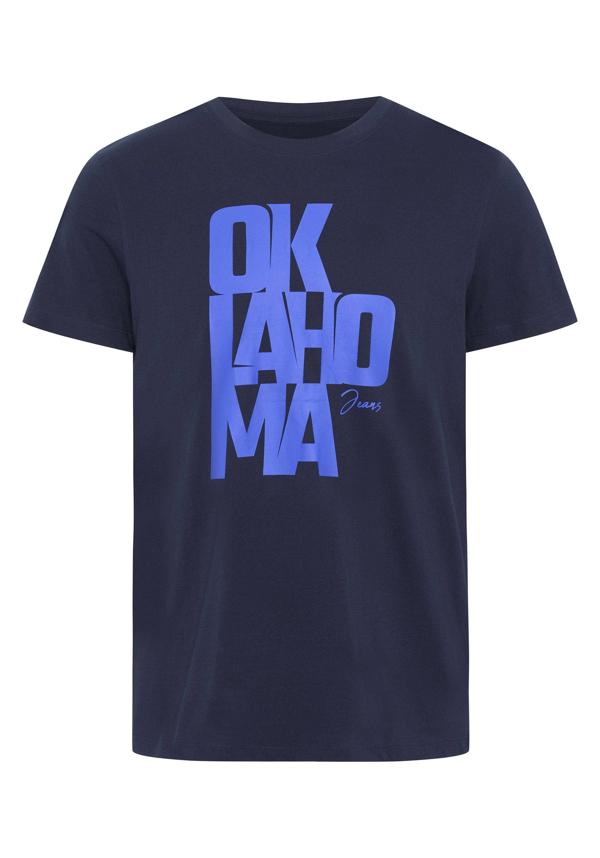 Oklahoma Jeans Print-Shirt mit Label-Schriftzug aus Jersey