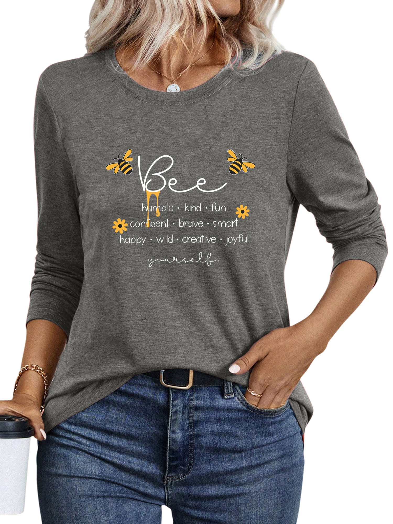 PYLIKE Rundhalsshirt Damen Rundhalsausschnitt Longsleeve mit günstig online kaufen