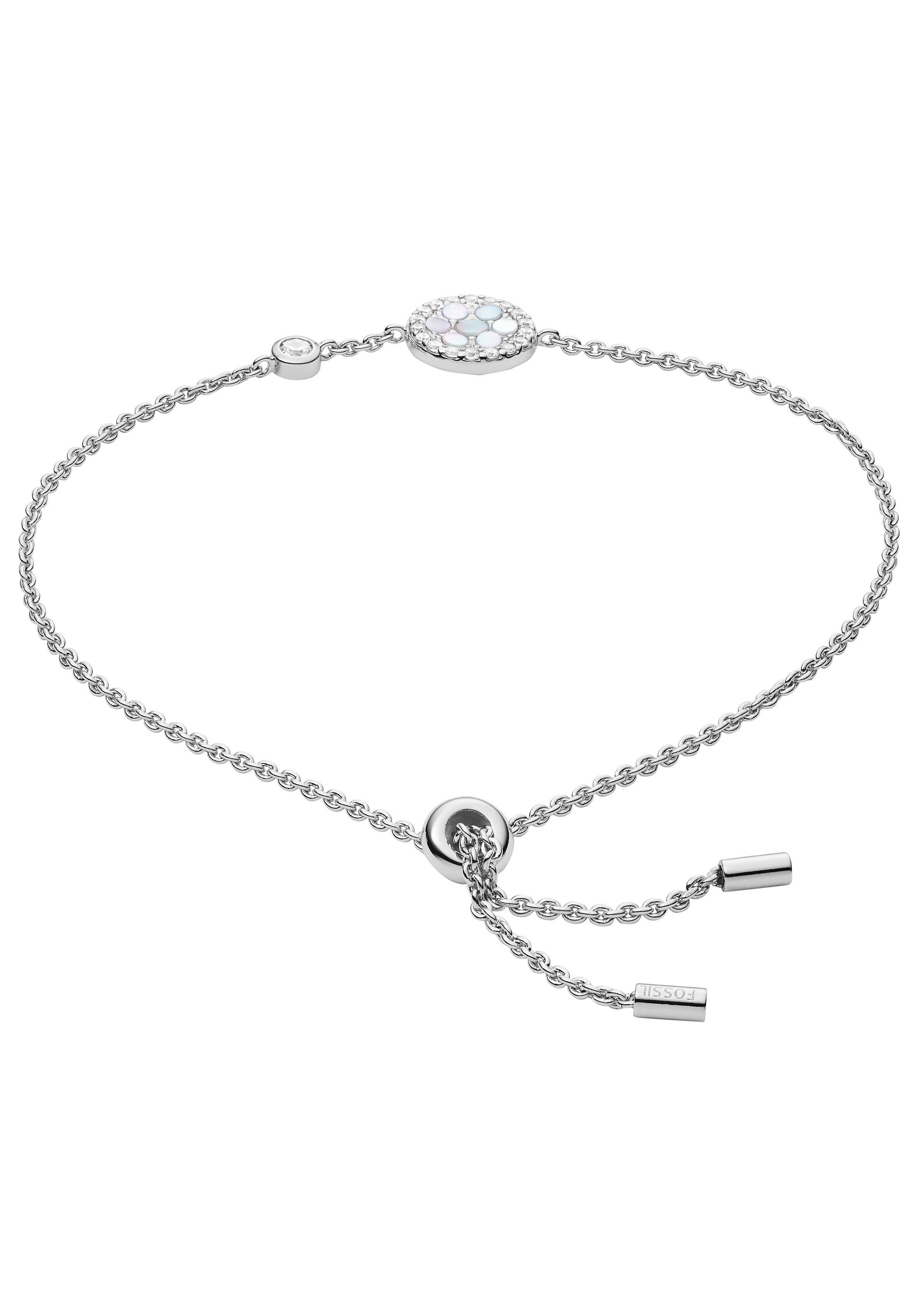 Fossil Silberarmband Schmuck Geschenk Silber 925 Armschmuck, mit Zirkonia (synth) - mit Perlmutt