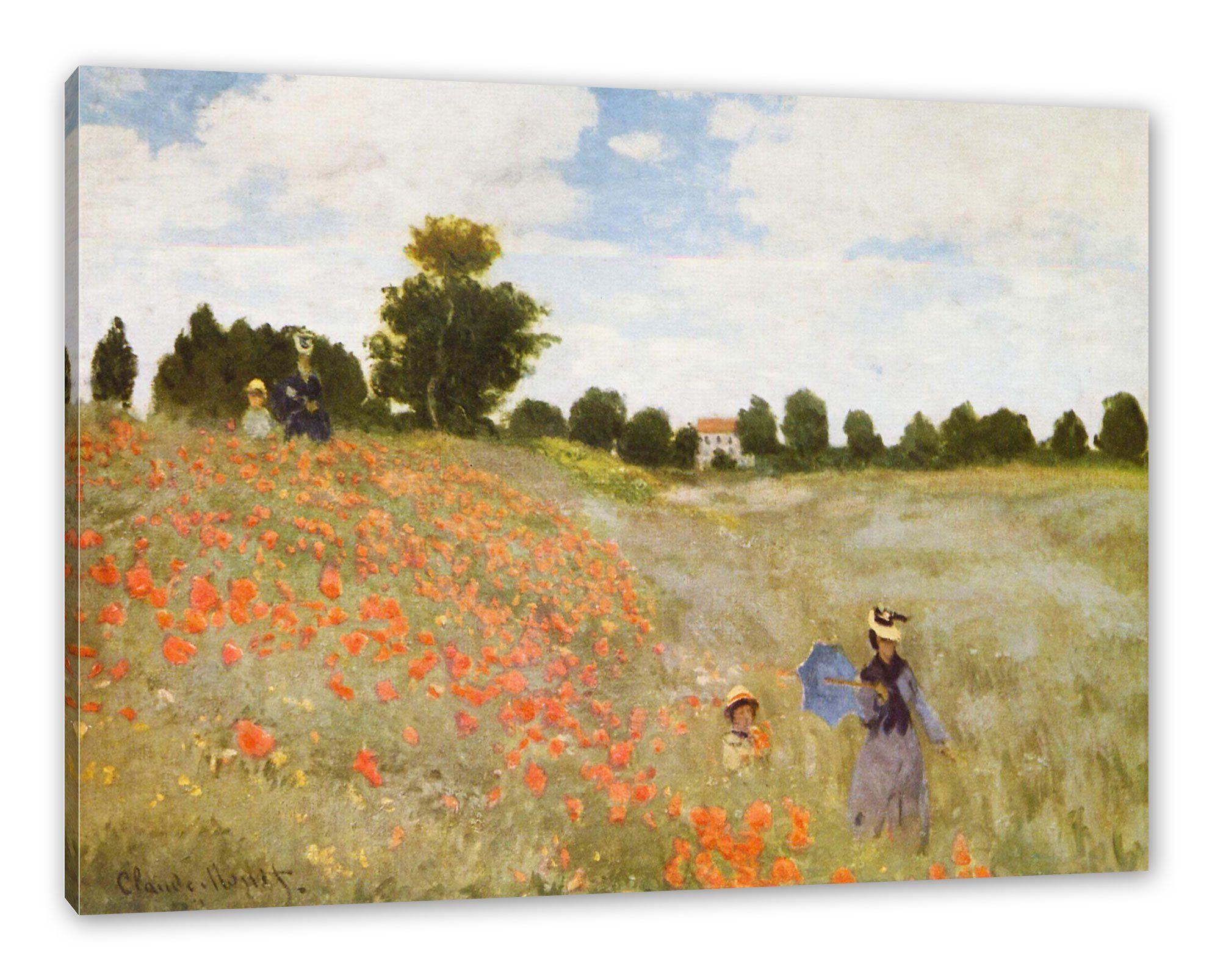 Pixxprint Leinwandbild Claude Monet - Mohnfeld günstig online kaufen