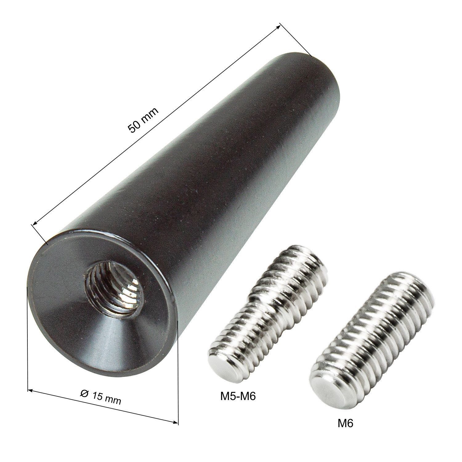 tomzz Audio Universal Alu Sport Design Kurzstab Antennenstab 5cm mit M5/M6-Adapter Autoradio-Ersatzantennenstab – Bild 4 von 5