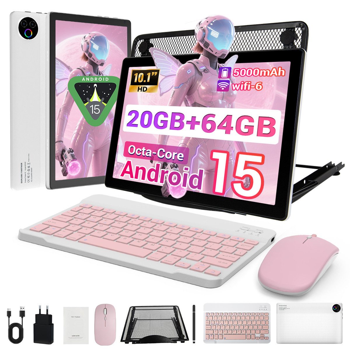 BUFO Tablet 64 GB 1280x800 IPS 5000 mAh Android Tablet (10", 64 GB, Android, WiFi, Große Kapazität)