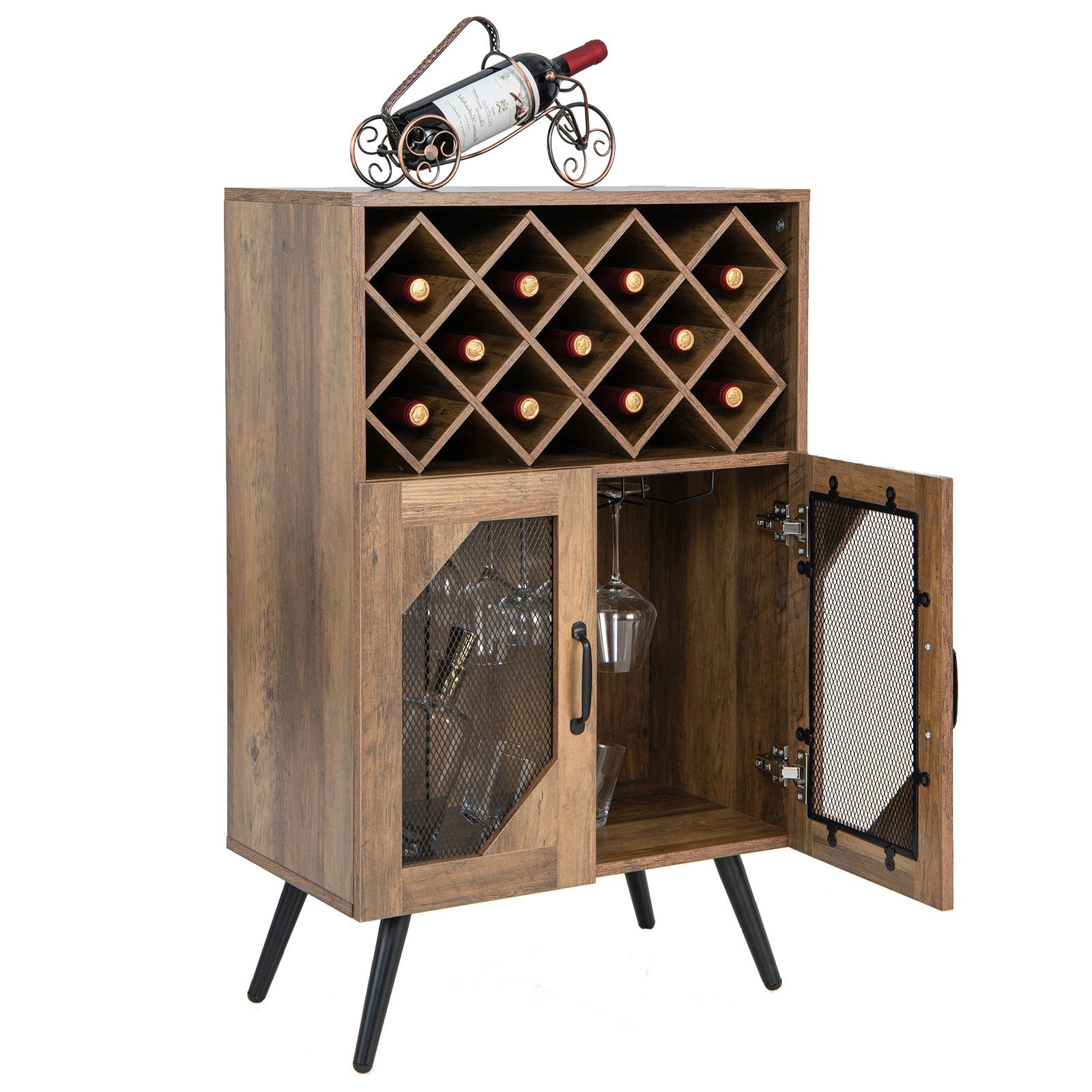 COSTWAY Weinregal, mit abnehmbarem Flaschenregal für 11 Flaschen, Glashalte günstig online kaufen