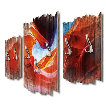 Kreative Feder Wandgarderobe Lower Antelope Canyon (3 St), Dreiteilige Wandgarderobe aus Holz