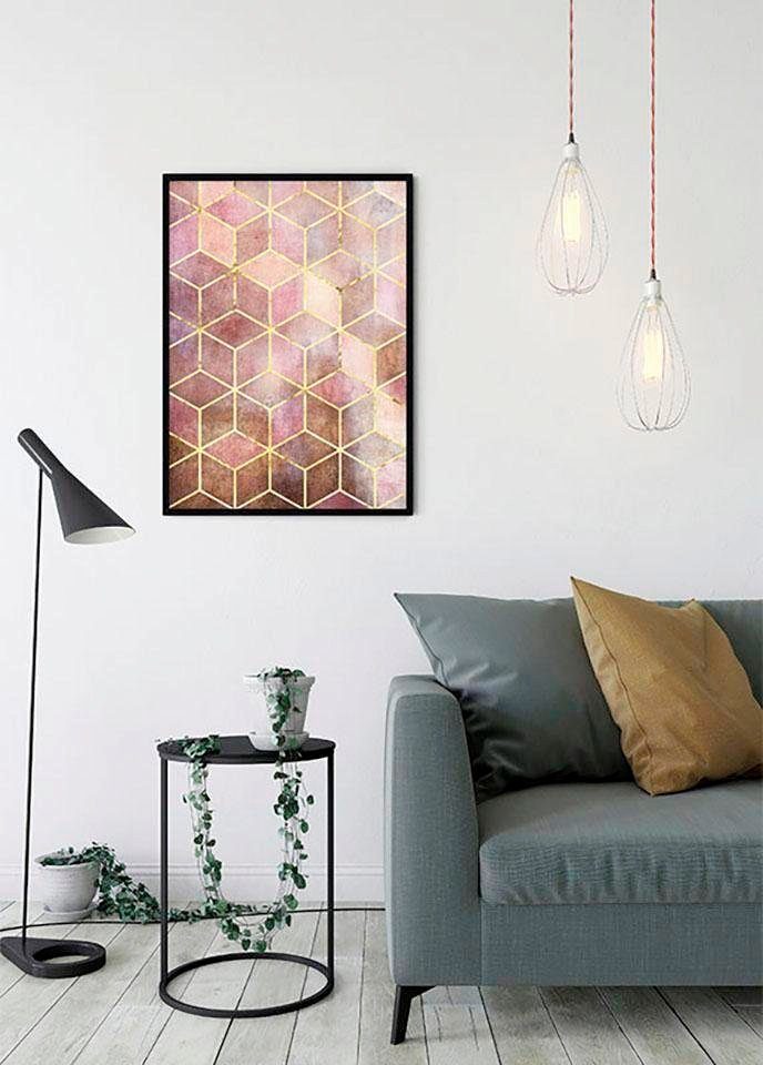 Schlafzimmer, St), (1 Wohnzimmer Poster Komar Kunst Kinderzimmer, Mosaik Formen, Rosso,