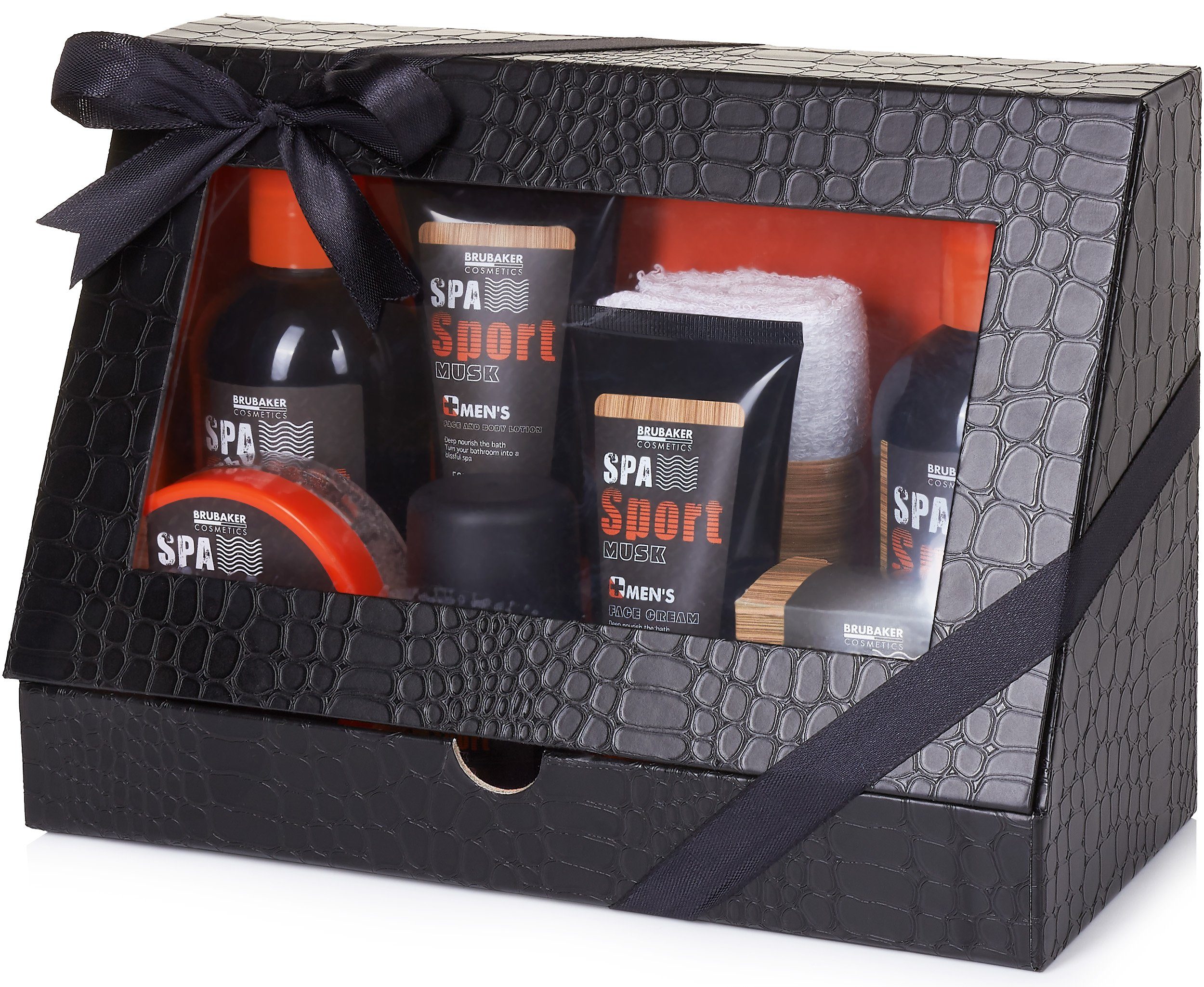 BRUBAKER Hautreinigungs-Set Herren Duschset und Badeset, 8-tlg., Männer Geschenkset, Pflegeset mit Spa Sport Musk Duft Geschenk für Papa, Vatertagsgeschenk