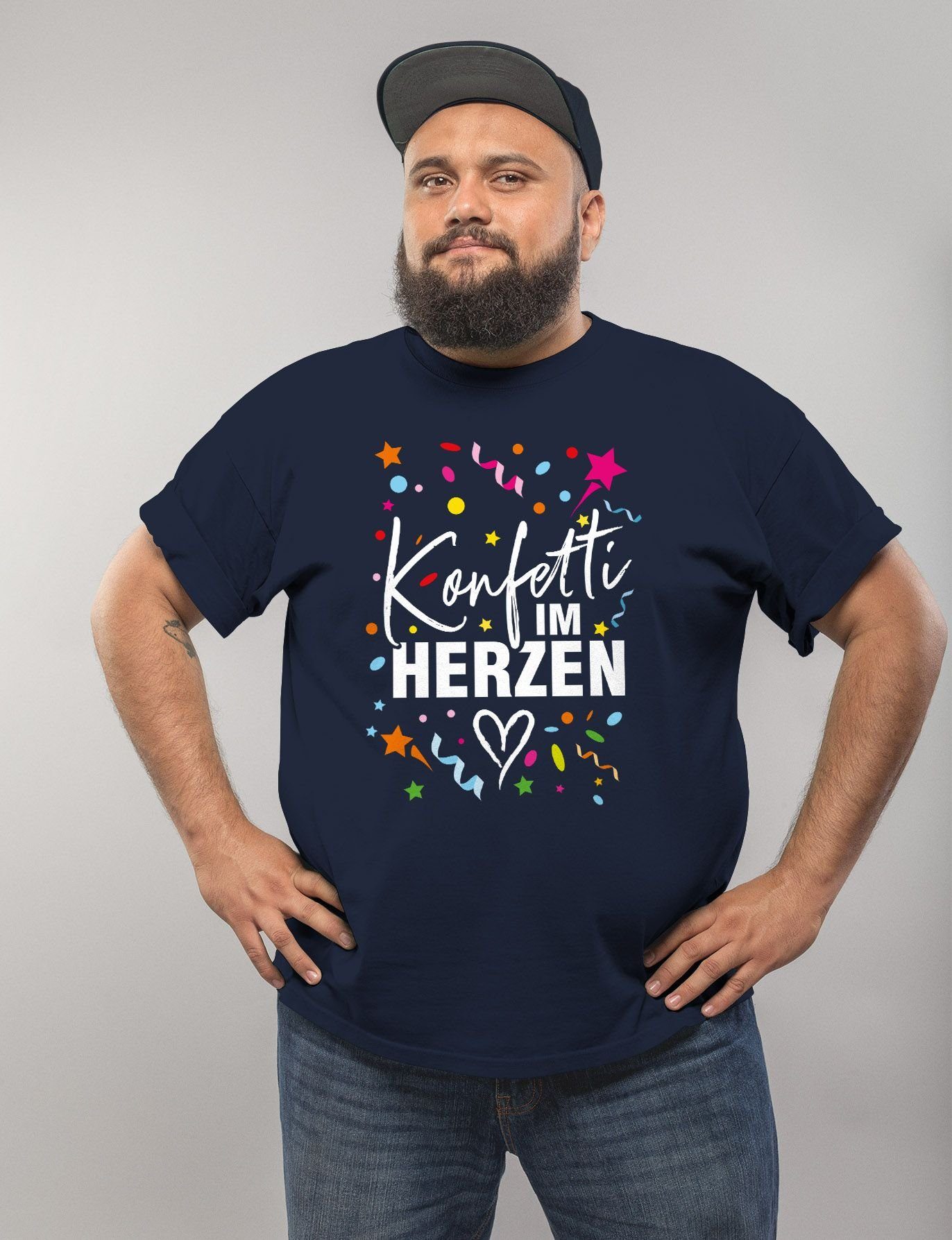 MoonWorks Print-Shirt Herren T-Shirt Fasching Karneval Konfetti im Herzen K günstig online kaufen