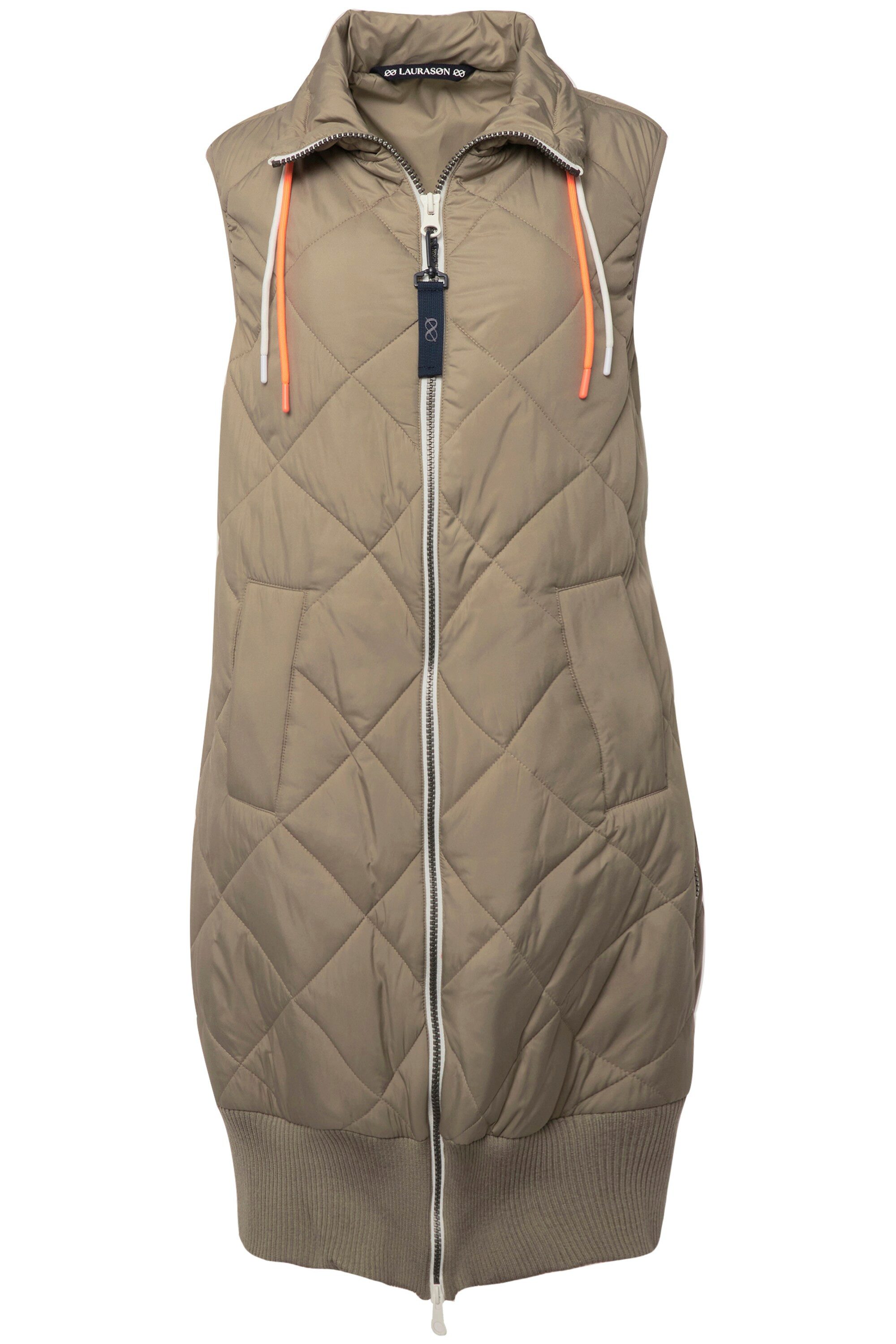 Laurasøn Steppweste Steppweste lange Form Stehkragen Zipper Rippsaum günstig online kaufen