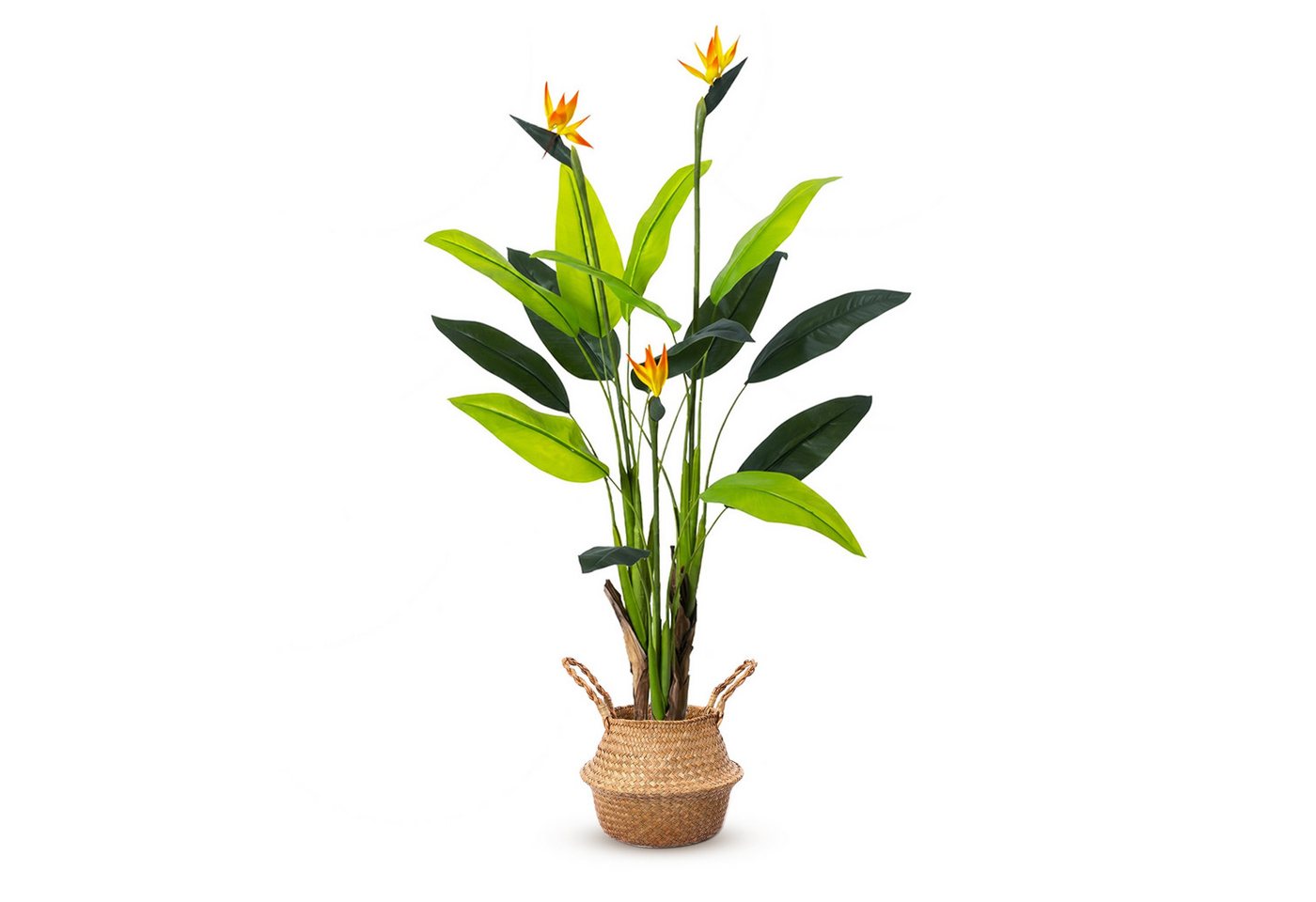 Kunstbaum Kunstpflanze groß Strelitzie Paradiesvogelblume Künstliche Pflanze, SEHAUSEU, Höhe 130 cm, wie echt, 130 cm/150 cm
