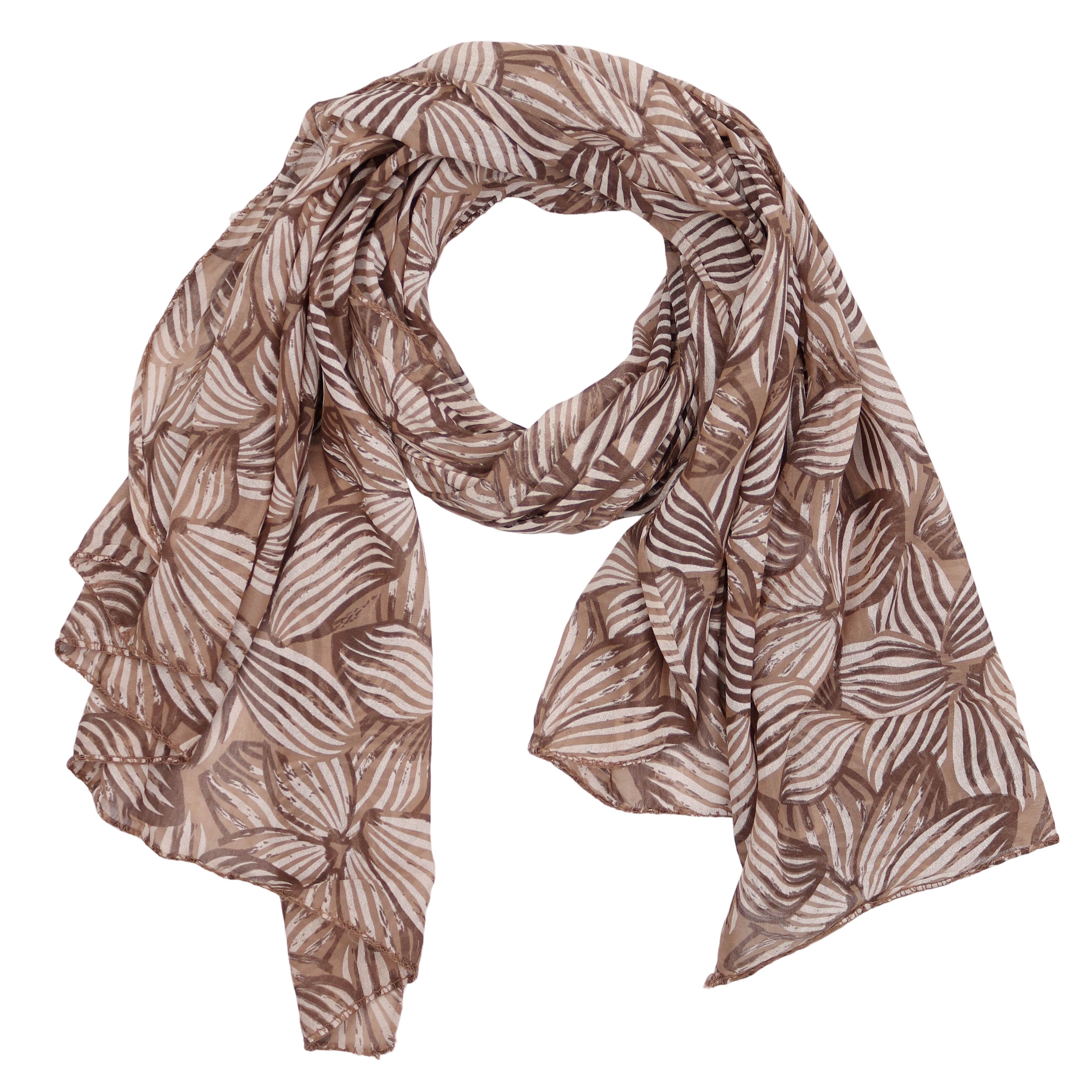 MIRROSI Modeschal Asymmetrischer Schal, Made in Italy 20% Seide 80% Baumwolle, (ca.177x77cm, Leicht und bequem, Blumen Print, Neue Kollektion Herbst/Winter 2026), Damen Halstuch ideal für Frühling, Sommer und Herbst
