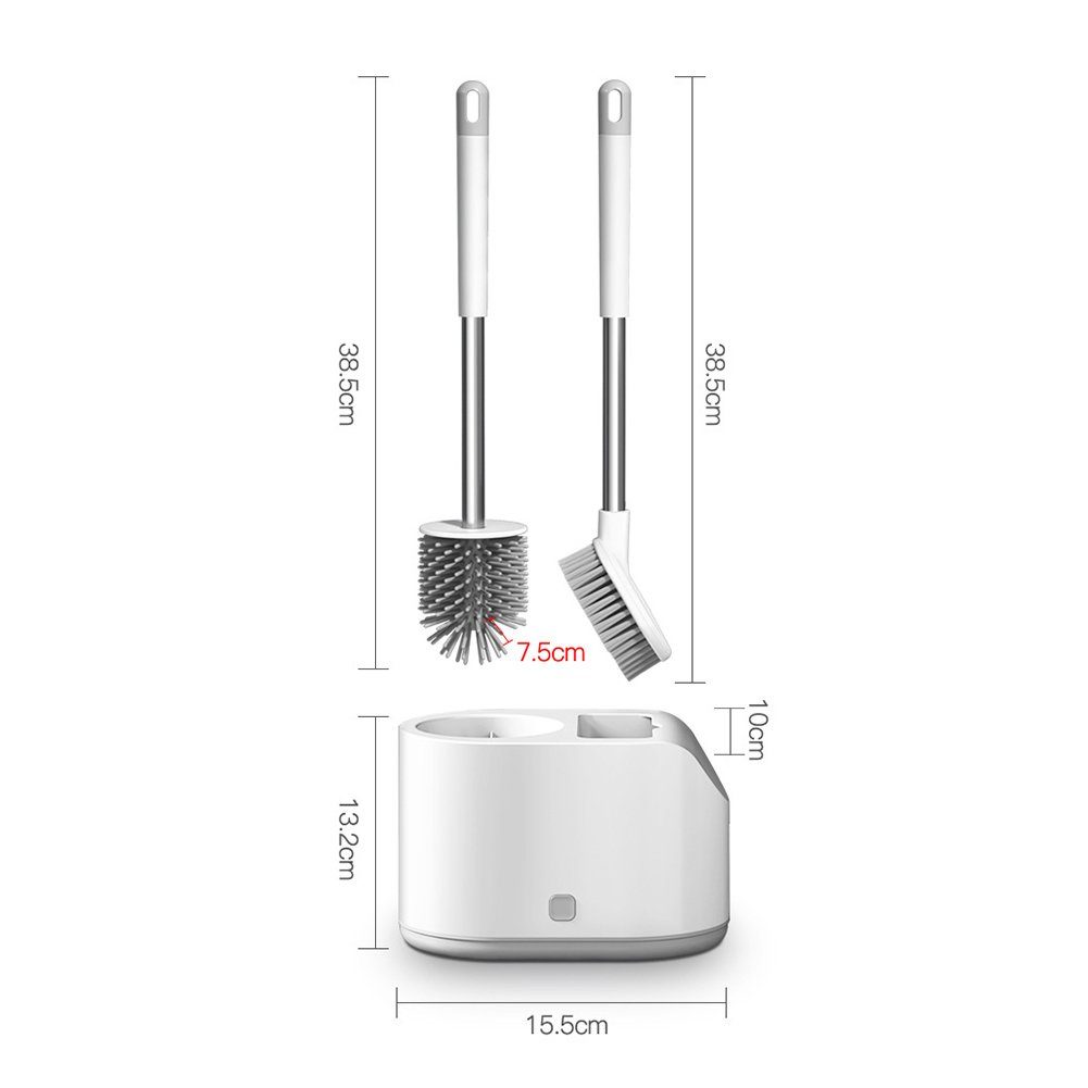 Bürstenköpfen WC-Reinigungsbürste Toilettenbürste Halter,Silikon Atäsi und Toilettenbürste,zwei