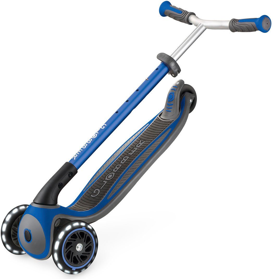 authentic sports & toys Dreiradscooter Leuchtrollen mit LIGHTS, Globber blau MASTER