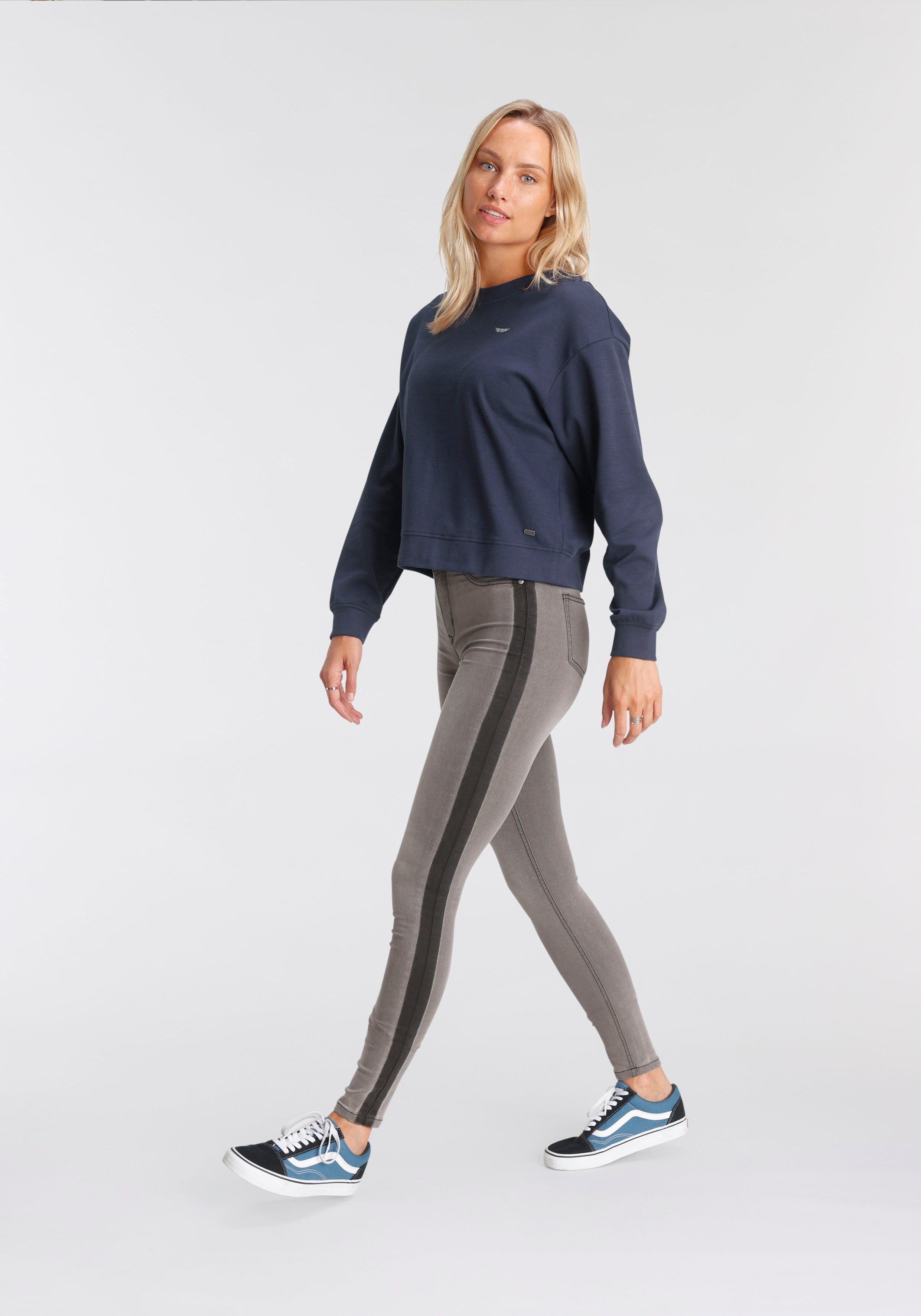 Arizona Skinny-fit-Jeans Ultra seitlichem Waist mit grey-used High Streifen Stretch