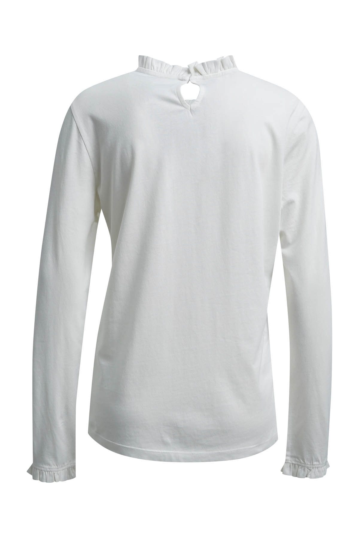Milano Italy T-Shirt ROUND NECK WITH RUFFLE 1/1 SLEEVE B, OFFWHITE