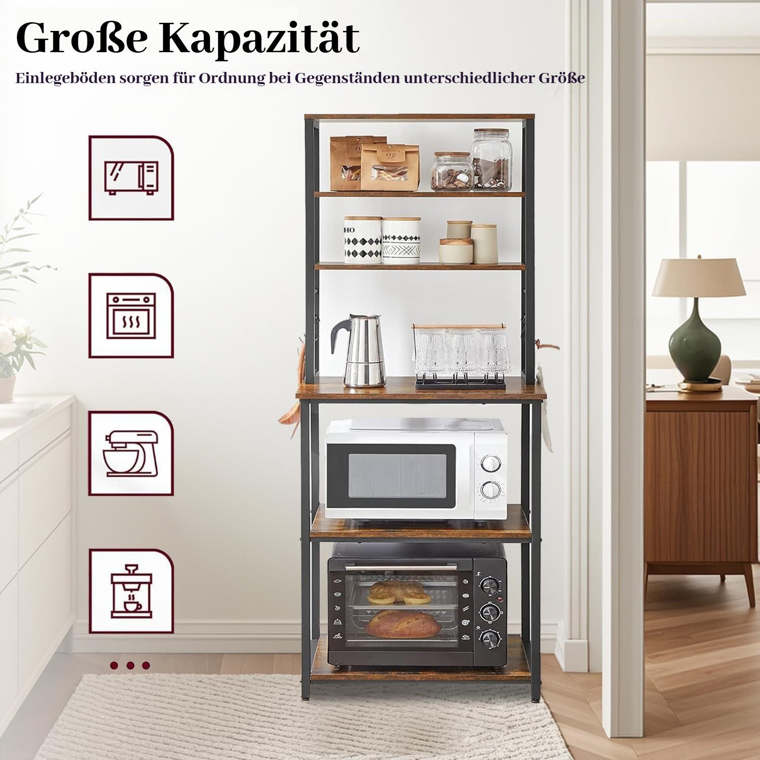 BlingBin Küchenregal 6-stufiges Küchenregale Stehend, Mikrowellenhalter Bäc günstig online kaufen