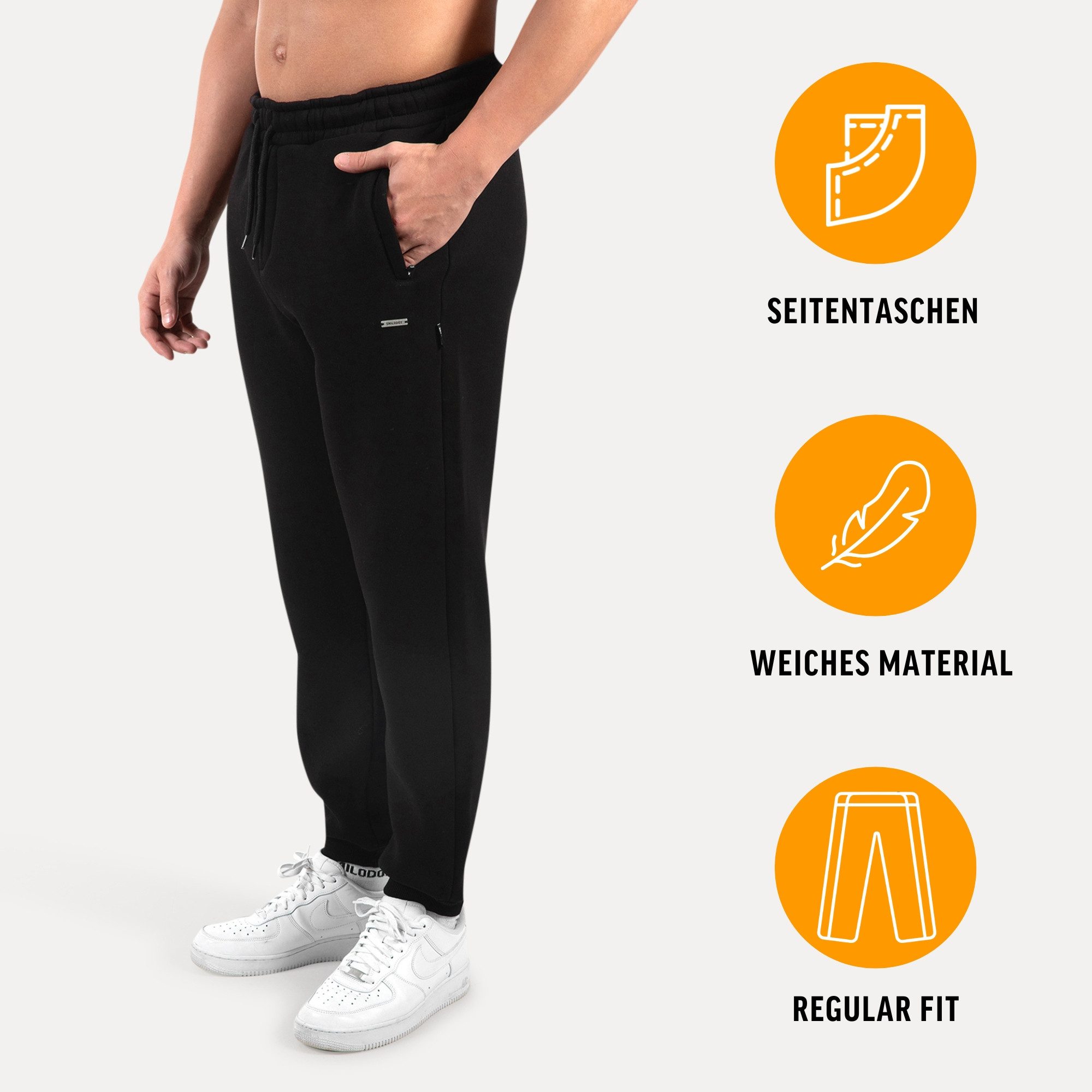 Smilodox Jogginghose Ilyas, Regular Fit Sweathose, Taschen, Metalllabel, we günstig online kaufen