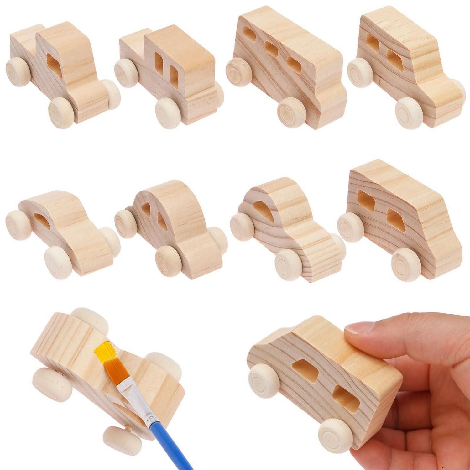 LuxusKollektion Kreativset Holzautos Bastelset 8 Stk. 7x2cm