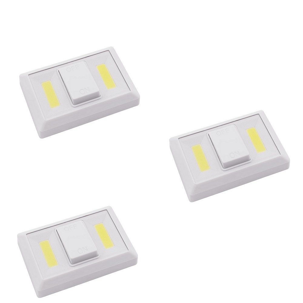 DIW LED Wandleuchte LED-Leuchtmittel 3er Set LED Klebeleuchte LK3 112x74x24mm, LED fest integriert, Tageslichtweiß, LED