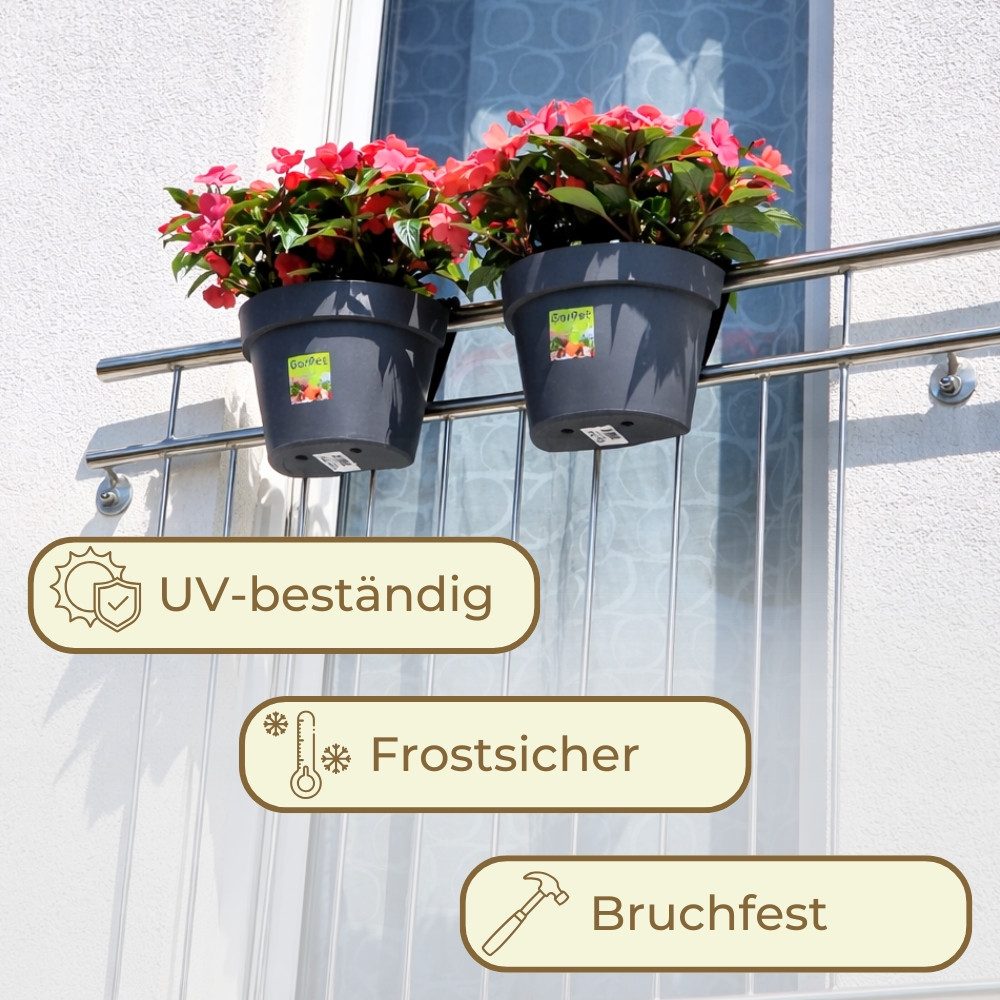 GarPet Balkonkasten 4er Set Geländertopf Balkon Wasserspeicher Blumentopf Zaun Balkontopf – Bild 5 von 5