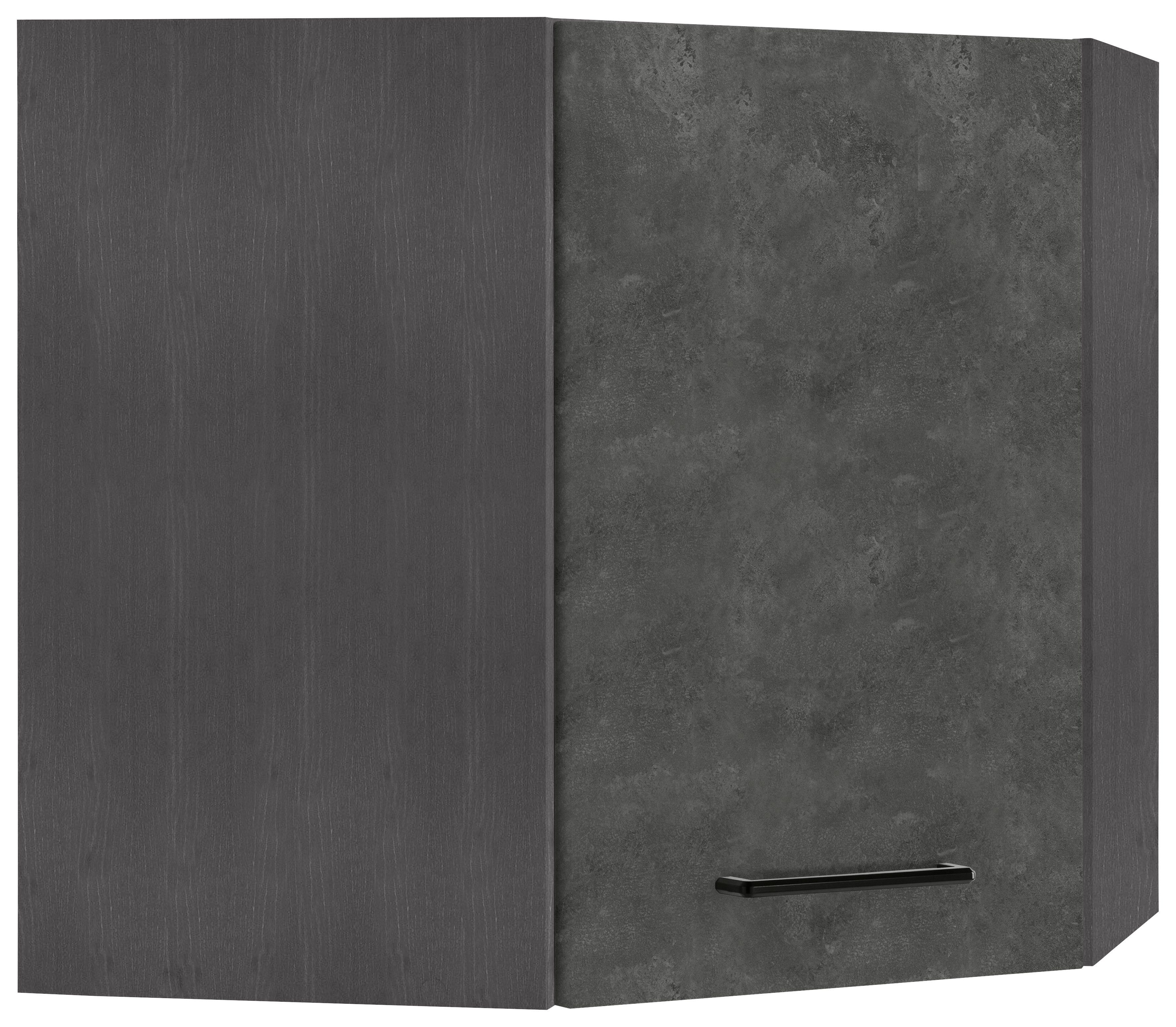 HELD MÖBEL Eckhängeschrank Tulsa 60 cm breit, 1 Tür, schwarzer Metallgriff, hochwertige MDF Front betonfarben dunkel | grafit