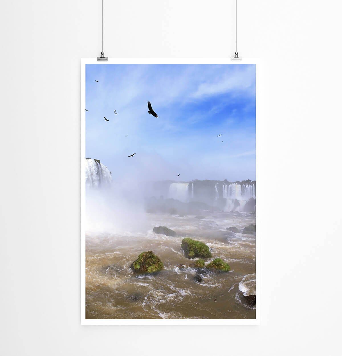 Sinus Art Poster Landschaftsfotografie 60x90cm Poster Iguazu Wasserfall mit Kondoren Brasilien