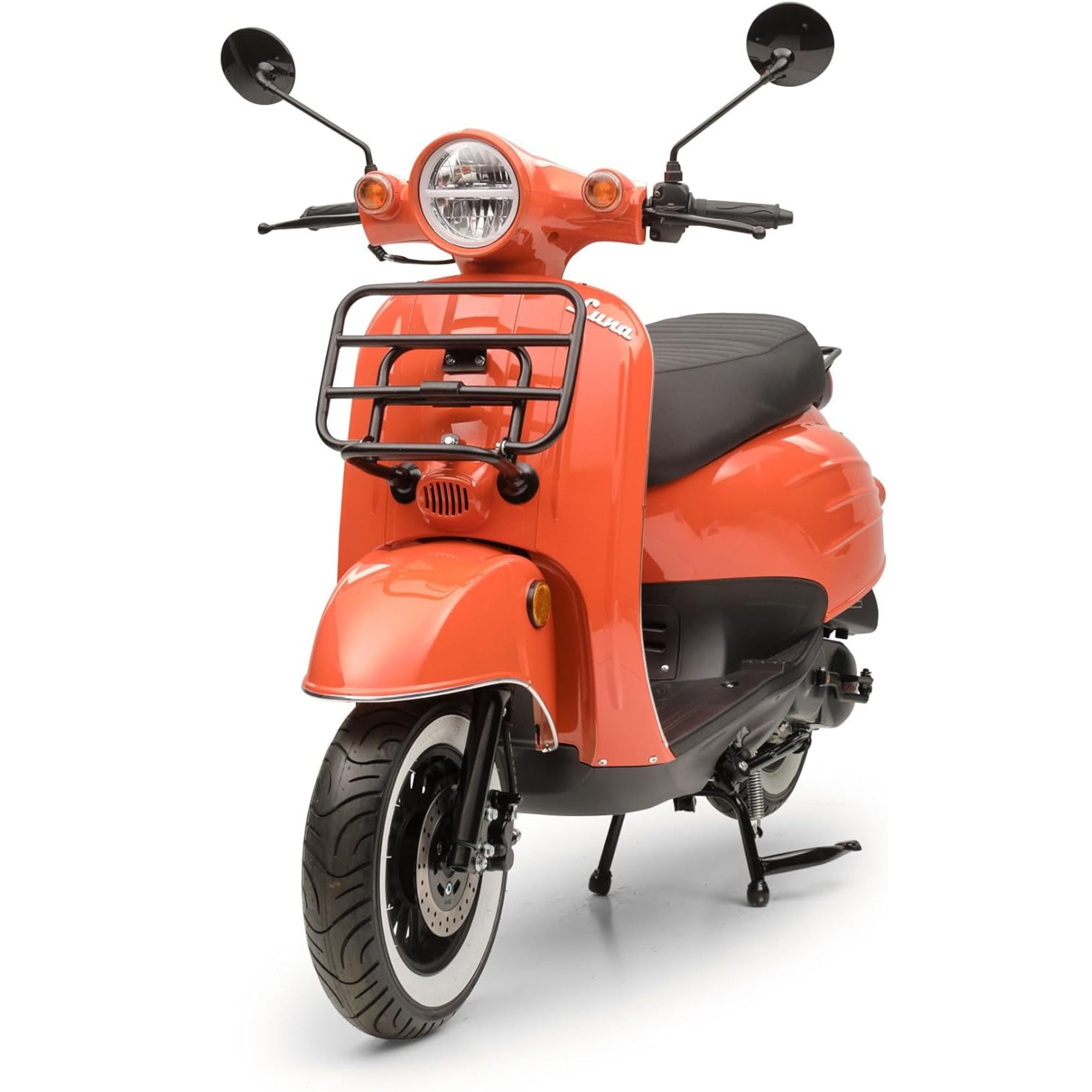 Burnout Motorroller Luna in Grau, Silber, Blau oder Rot, 50 ccm, 25 km/h, Euro 5, Unverwechselbares Retro Design, Mofa