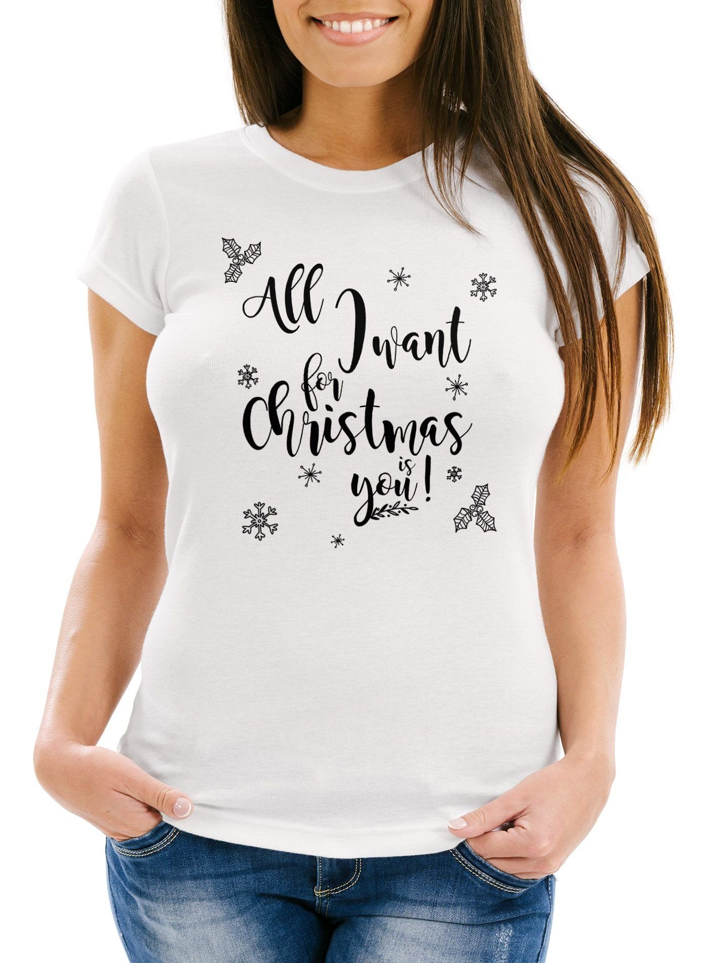 Print-Shirt Damen T-Shirt all I want for Christmas is you
