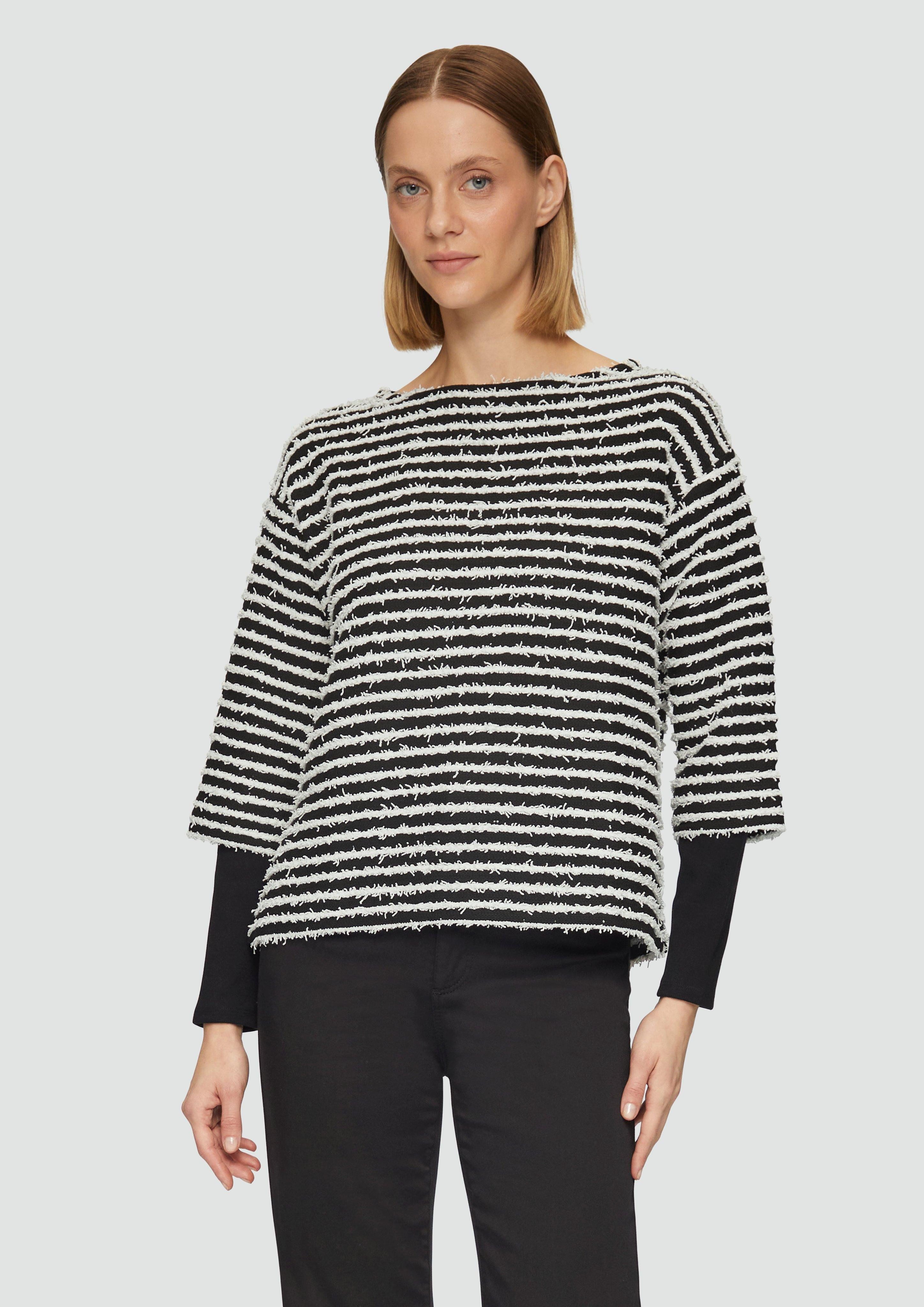 Sweatshirt Sweatshirt mit Strukturstreifen