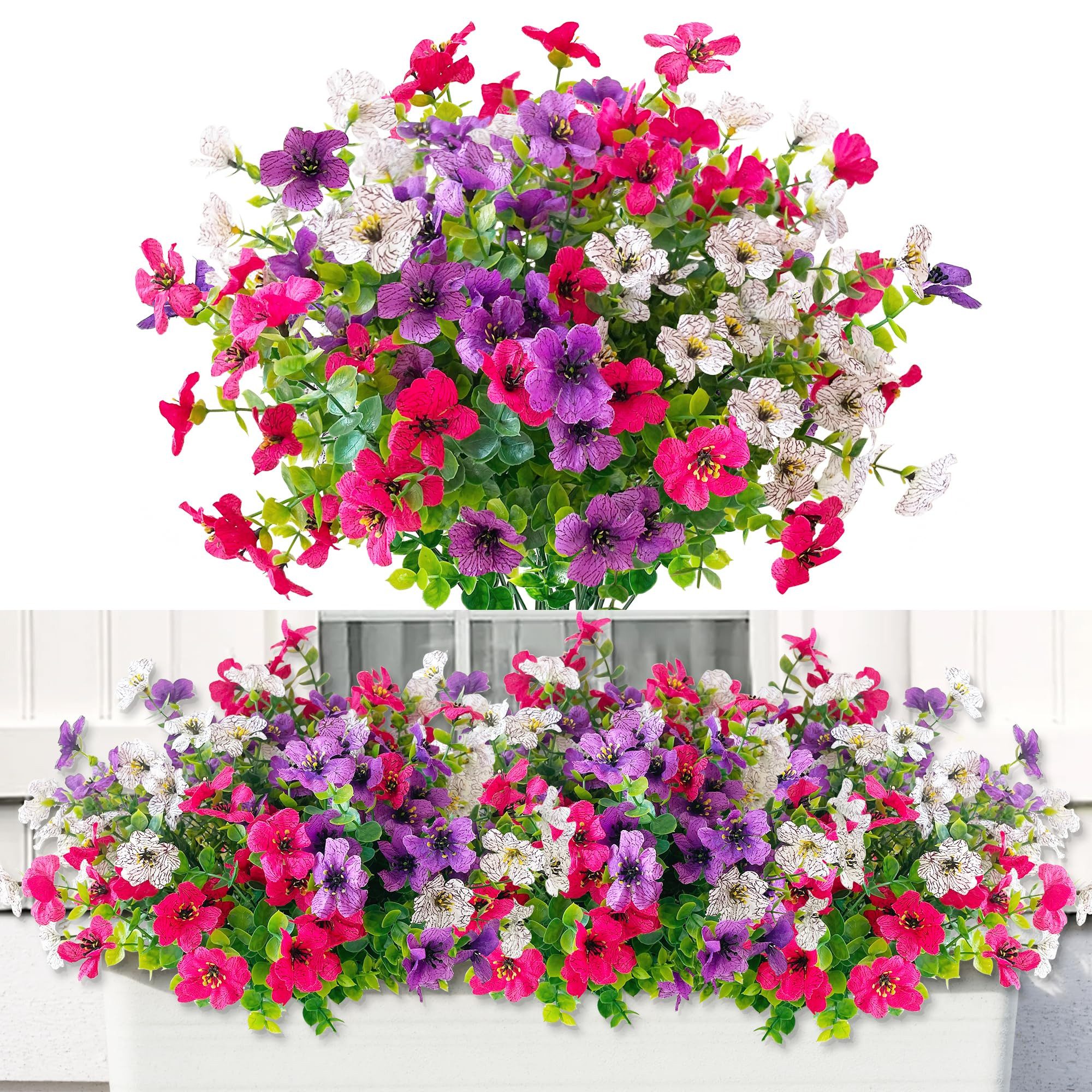 Kunstblume 6 Bündel Kunstblumen Frühling Künstlicher Blumenstrauß, FOUORTUNATE-BEE, Künstliche Blumen für Innen Außen Balkonkasten Außenbereich