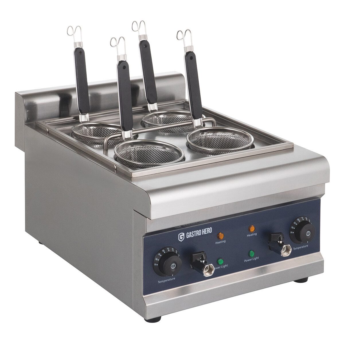 GastroHero Multikocher Elektrischer Nudelkocher 4 Siebe 16,5 L Kapazität Edelstahl, 3000 W