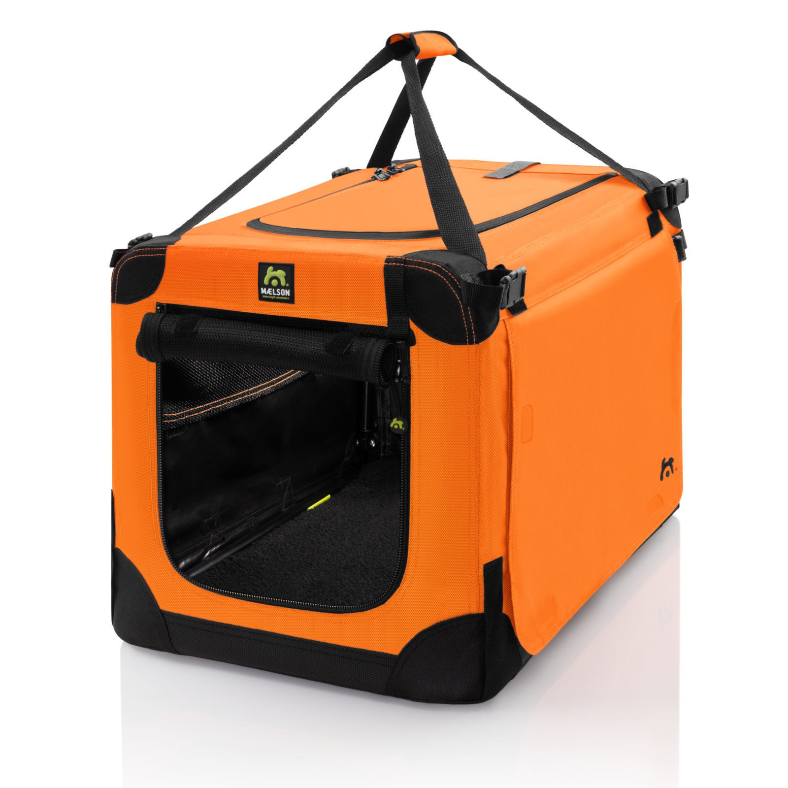 MAELSON Tiertransportbox Soft Kennel Neon Orange + Lounge Mat, Transportbox mit Matratze für...