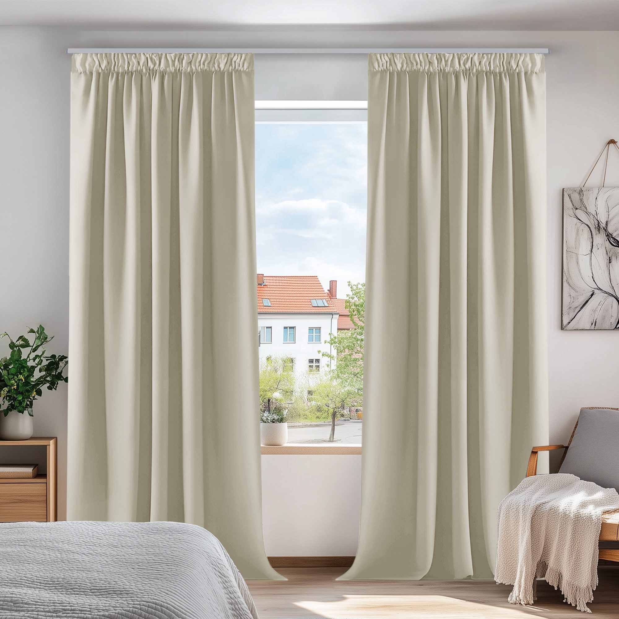 Deconovo Verdunkelungsvorhang Gardinen mit Kräuselband Blickdicht günstig online kaufen