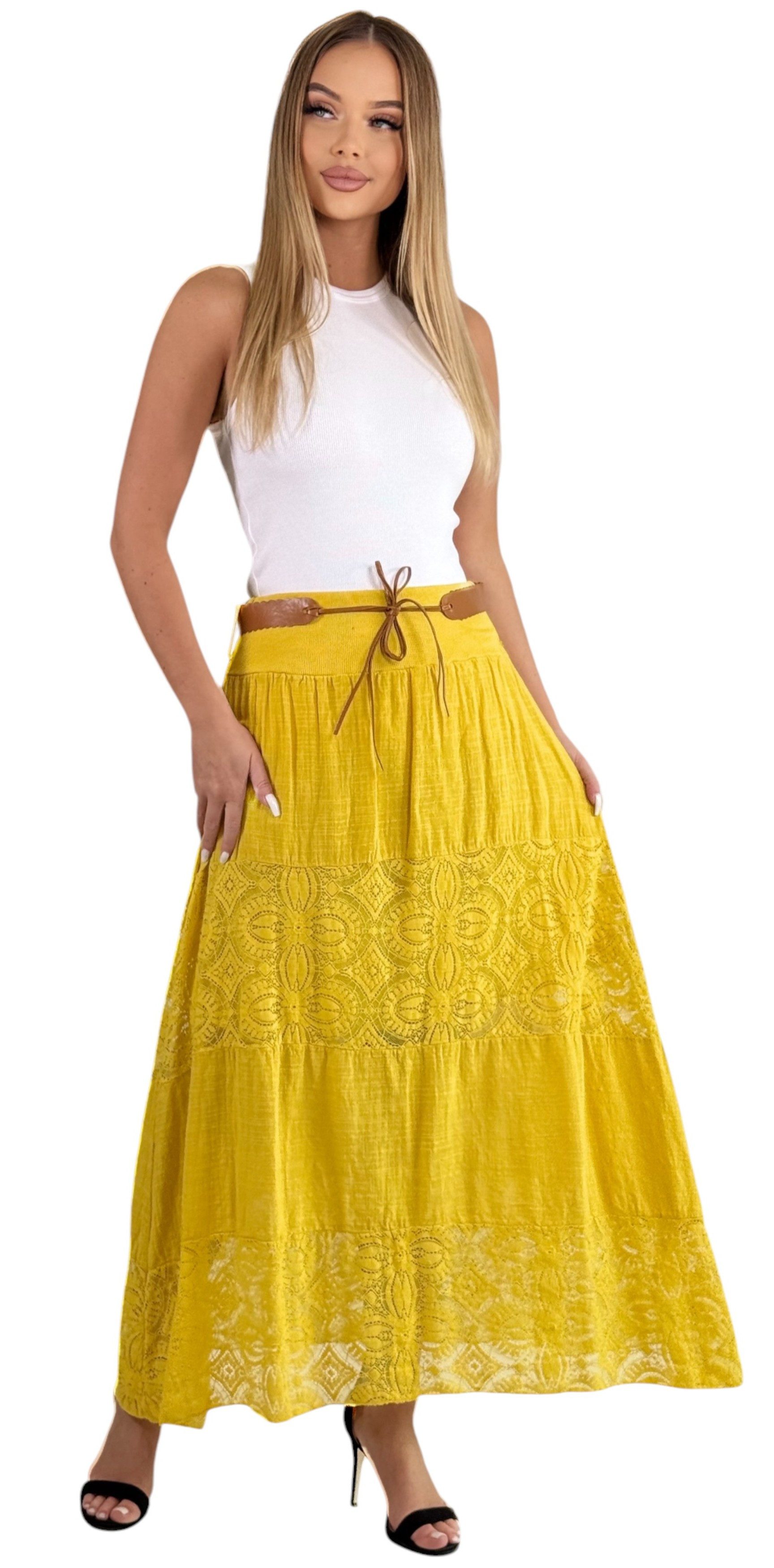 Mississhop A-Linien-Rock Baumwolle Rock Sommerrock locker Freizeit 100% M.3094