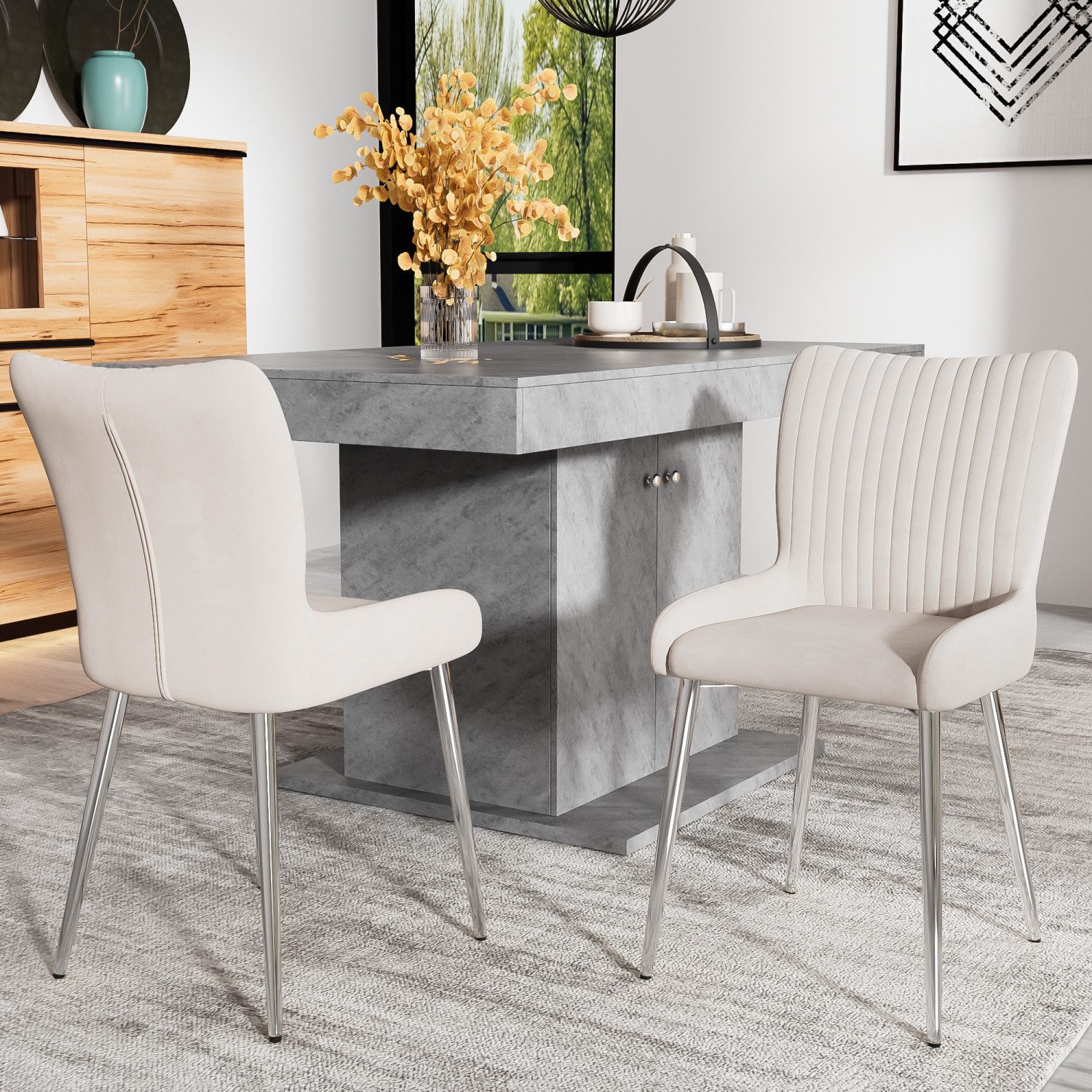 Fanttik Esszimmerstuhl Küchenstuhl 2er-Set, luxuriös Lounge-Stuhl, günstig online kaufen