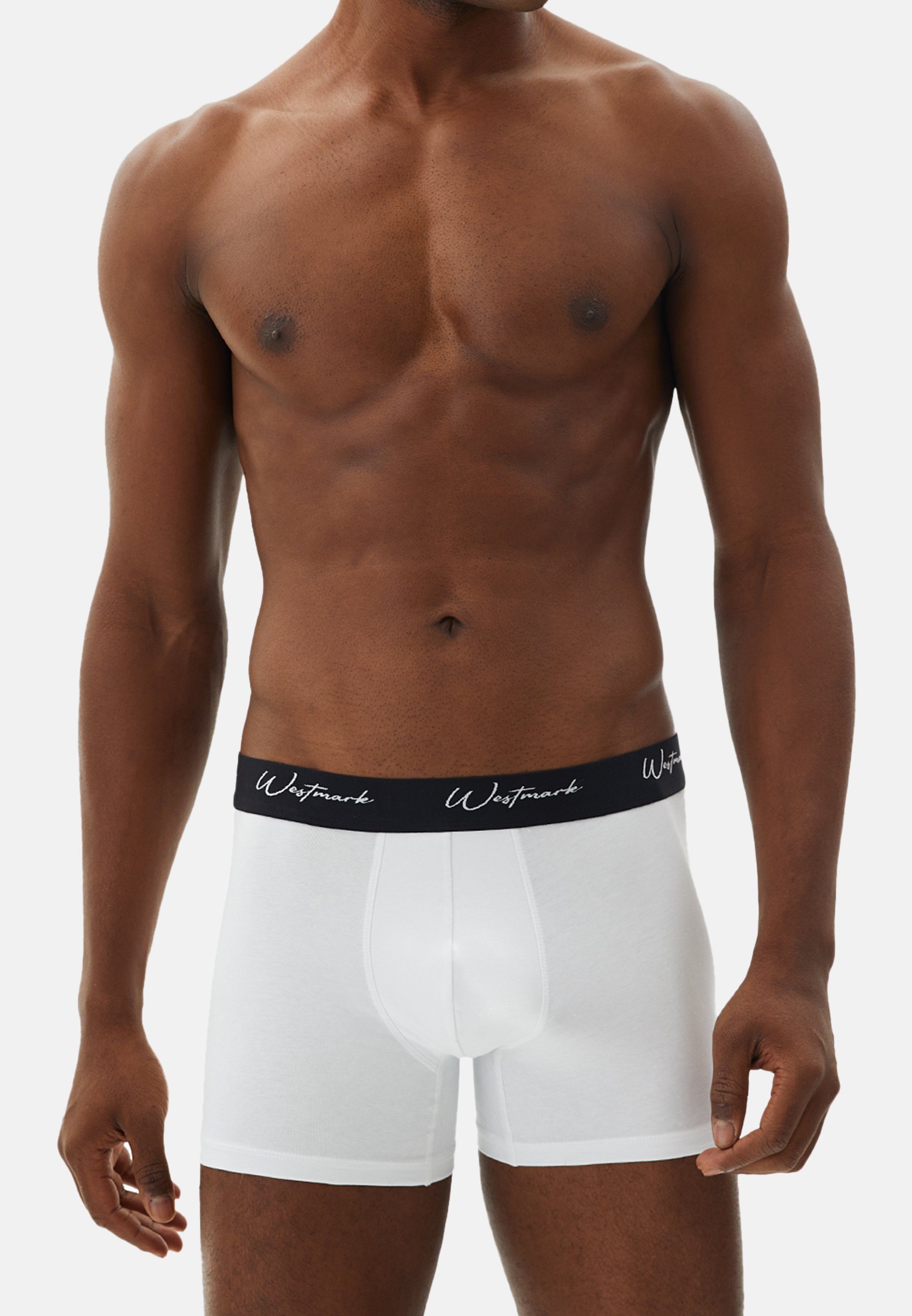 Retro / LONDON Lucas - Pack Ohne Pant Short - (Spar-Set, / 3er White Eingriff WESTMARK 3-St) - Navy Baumwolle Boxer Retro / Khaki