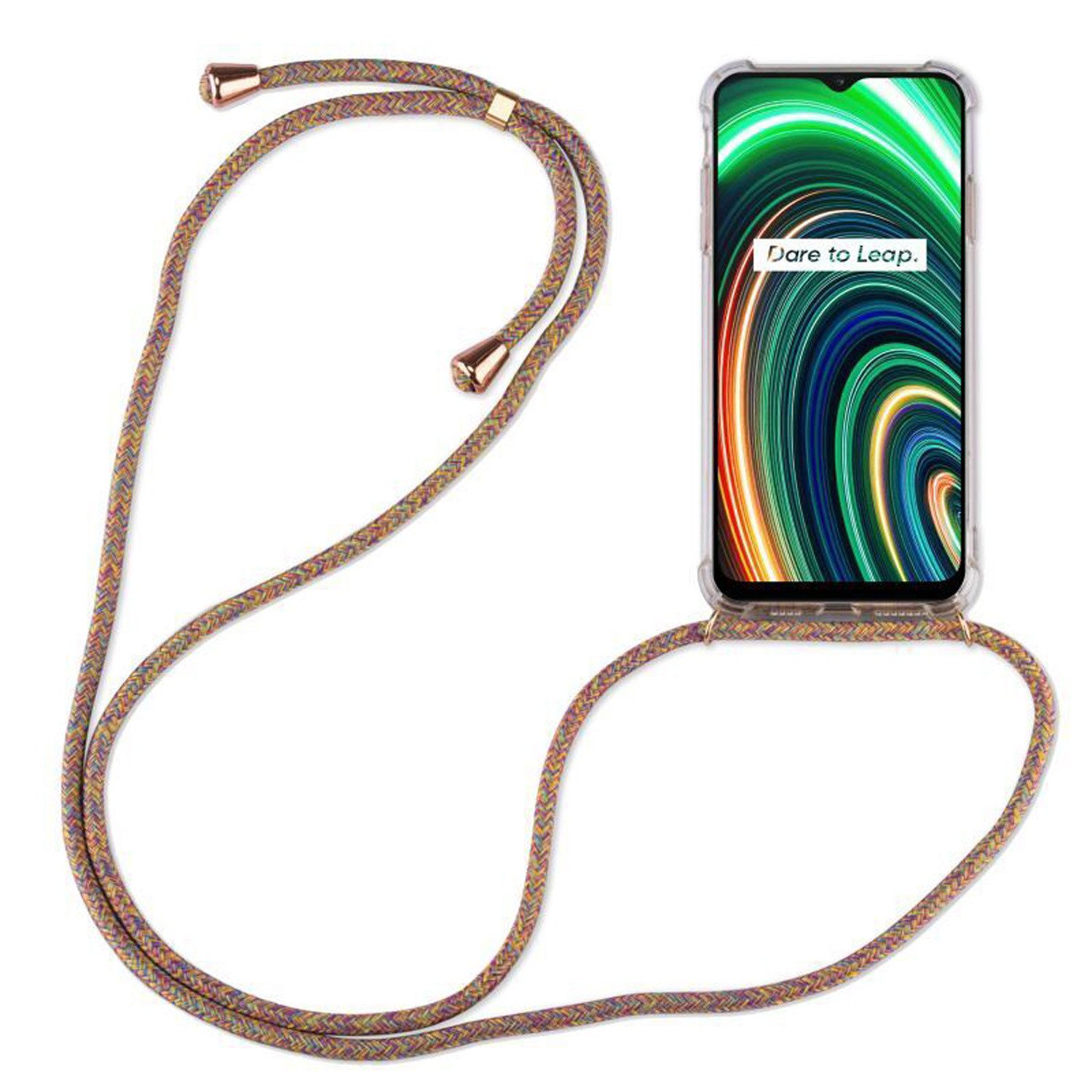 betterfon Handykette für Realme C21Y / C25Y Handyhülle mit Band & Kordel Bumper Rainbow, Hände frei – mit Silikonhülle & Schnur für flexiblen Alltag