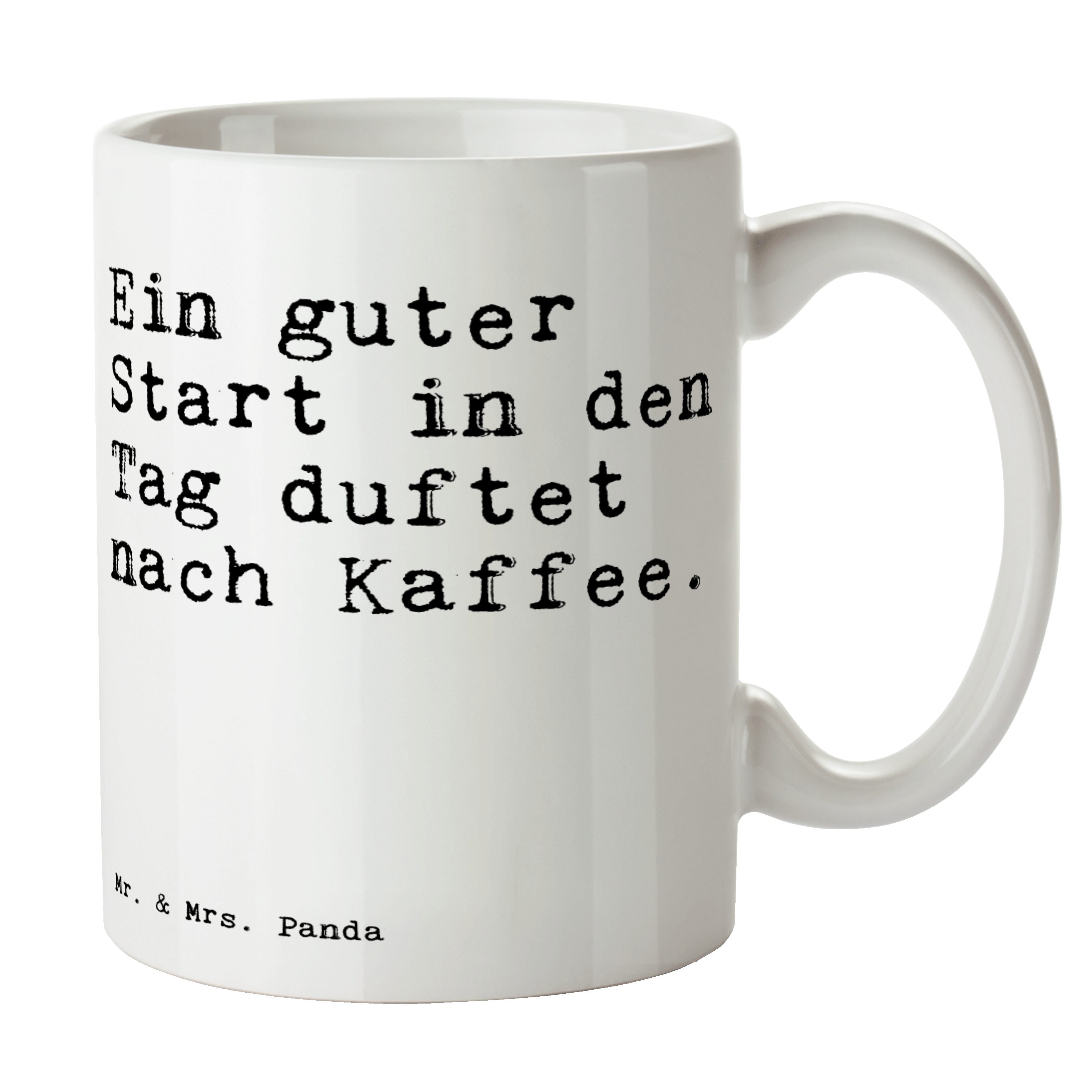 Mr. & Mrs. Panda Tasse »Ein guter Start in... Weiß Kollegen, Spruch