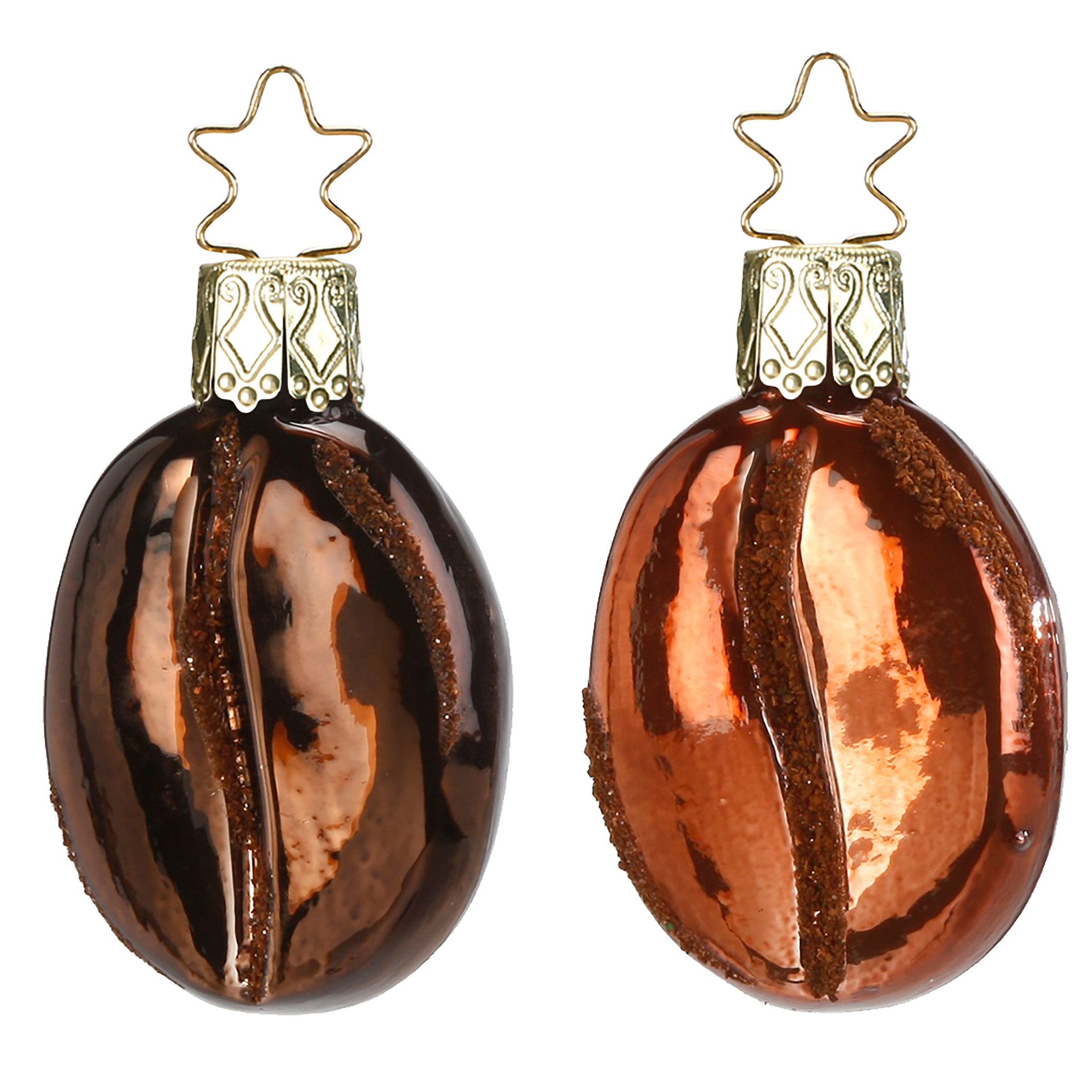 INGE-GLAS® Christbaumschmuck, Christbaumschmuck Kaffeebohne Glas 5cm braun 1 Stück sortiert
