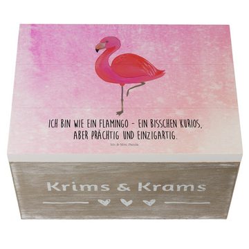 Mr. & Mrs. Panda Dekokiste Flamingo classic - Aquarell Pink - Geschenk, Sohn, Kiste, Außenseiter (1 St)