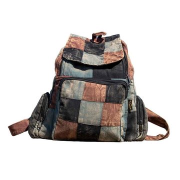 KUNST UND MAGIE Schultertasche Kunst& Magie Bunt Hippie Rucksack "No Waist" Stonewashed Nepal Fair