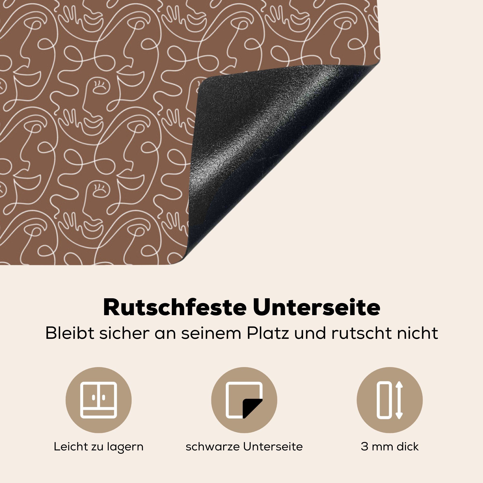 78x78 küche MuchoWow - Ceranfeldabdeckung, Vinyl, Muster, (1 Herdblende-/Abdeckplatte Abstrakt Arbeitsplatte Gesicht tlg), - für cm,