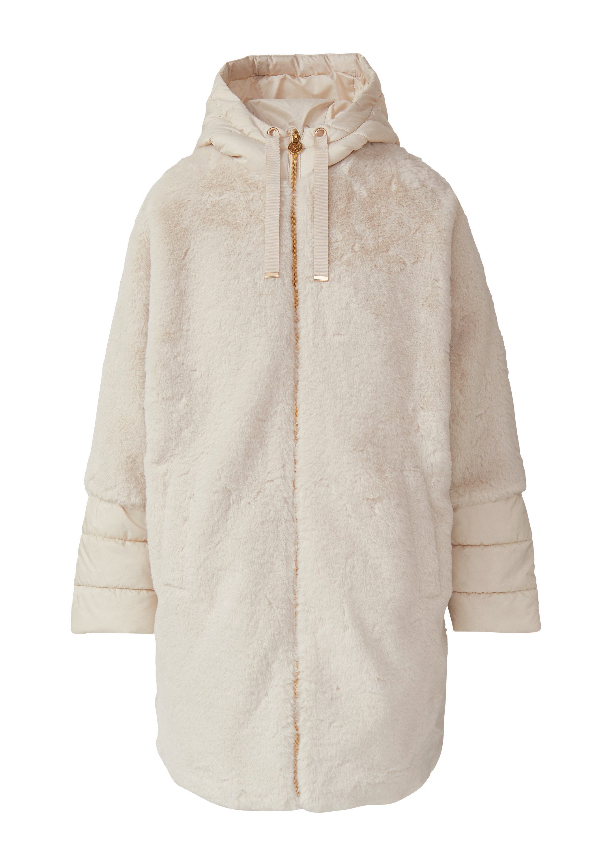 s.Oliver Funktionsmantel Outdoor-Jacke Gefütterter Teddyplüsch-Mantel mit wattierten Ärmeln