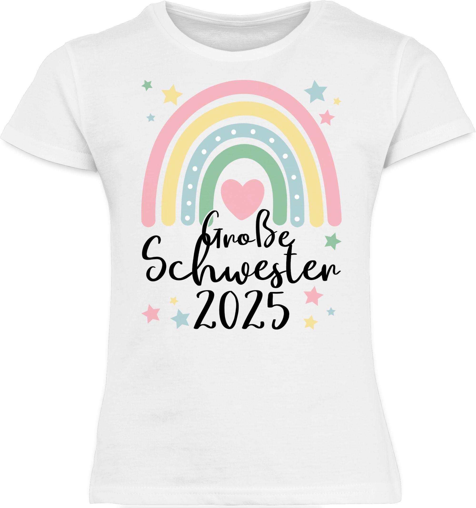 T-Shirt Große Schwester Geschenk 2025 Regenbogen Big Sister
