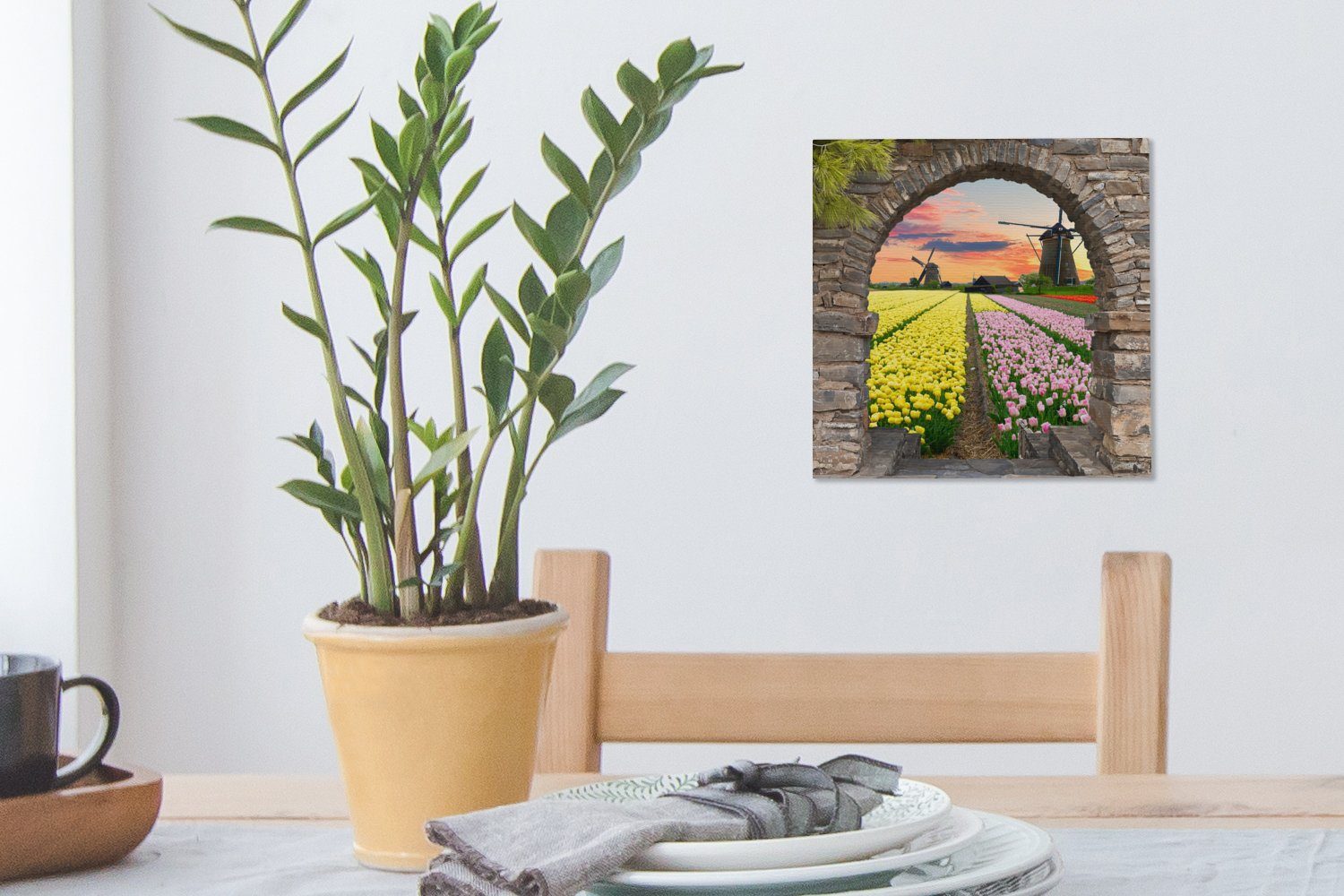 Leinwand St), Bilder Ansicht, Tulpen Leinwandbild Schlafzimmer Mühle Wohnzimmer für Blumen OneMillionCanvasses® - - - (1